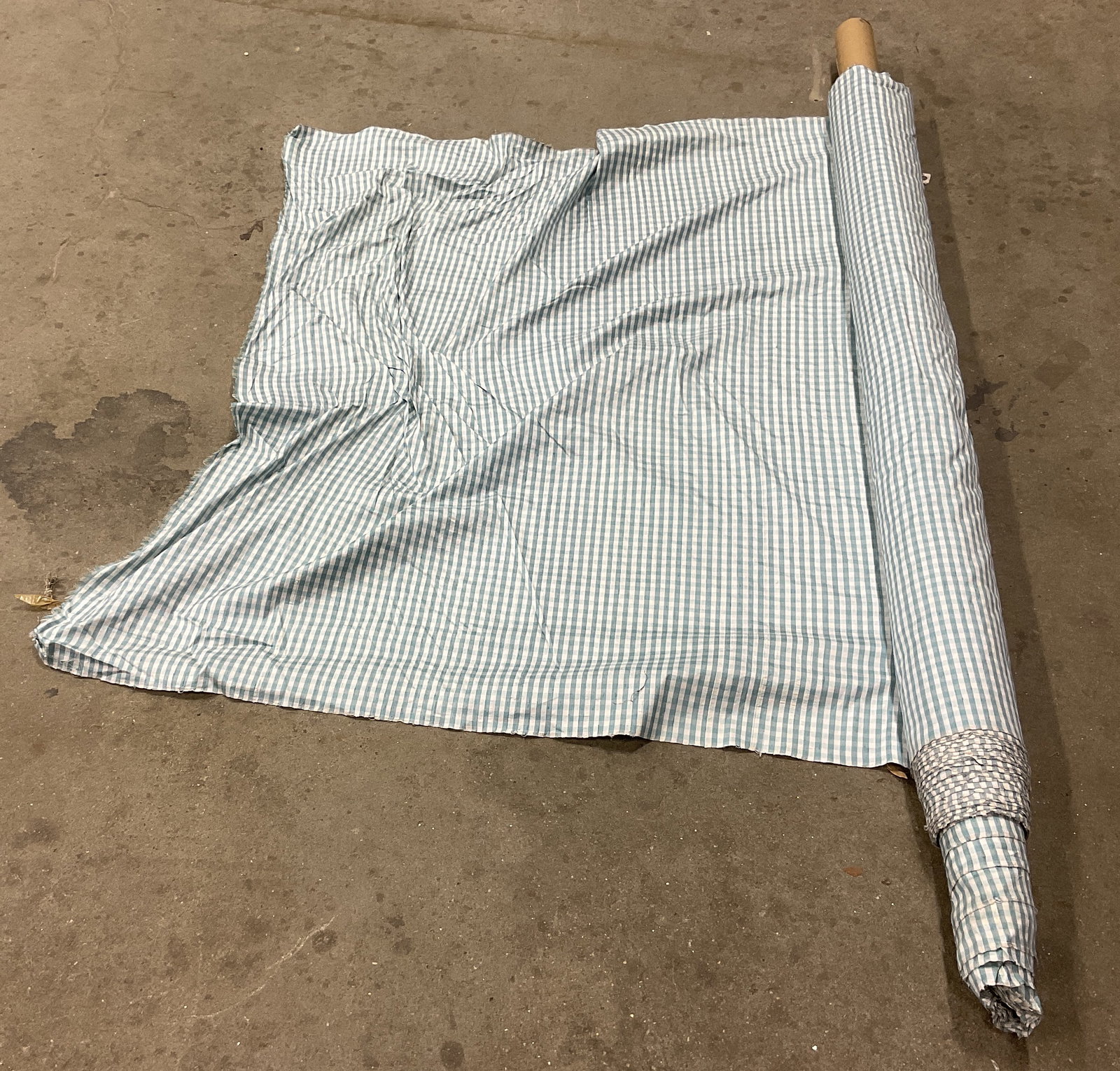 Blue and White Gingham Silk Fabric Bolt (1 of 9)