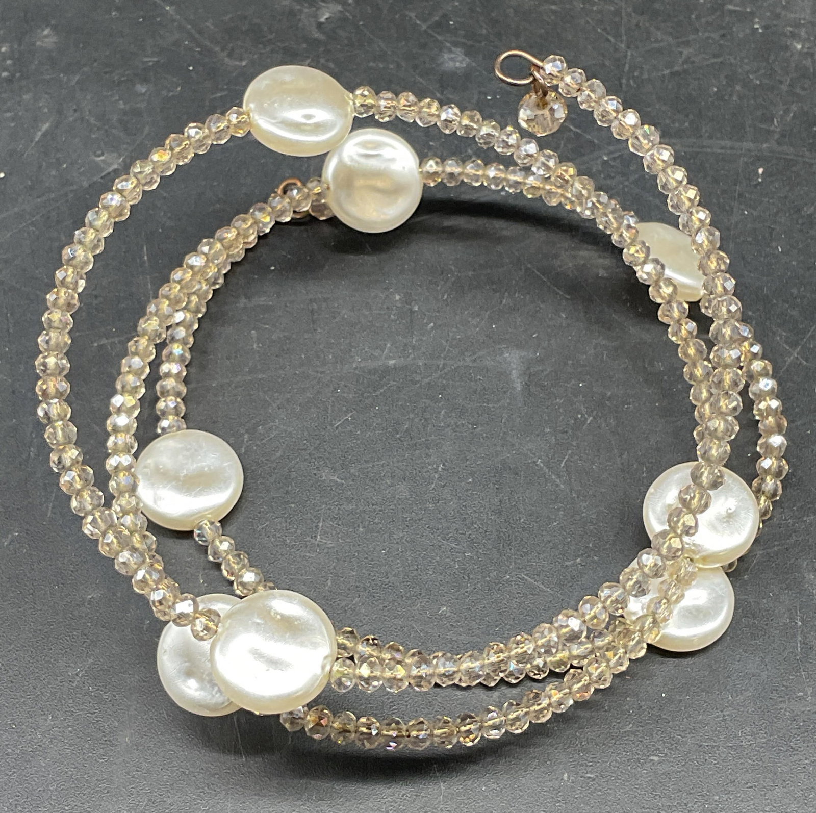 Faux Pearl Crystal Beaded Wrap Bracelet (1 of 6)