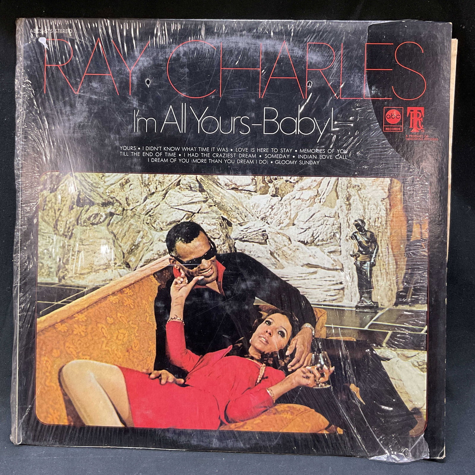 1969 Ray Charles Im All Yours Baby Vinyl USA: Im All Yours Baby by Ray Charles. Produced by Joe Adams. Manufactured by ABC Records. Made in USA, 1969. Illustrations and text as photographed here. Comes in original clear packaging. Measures