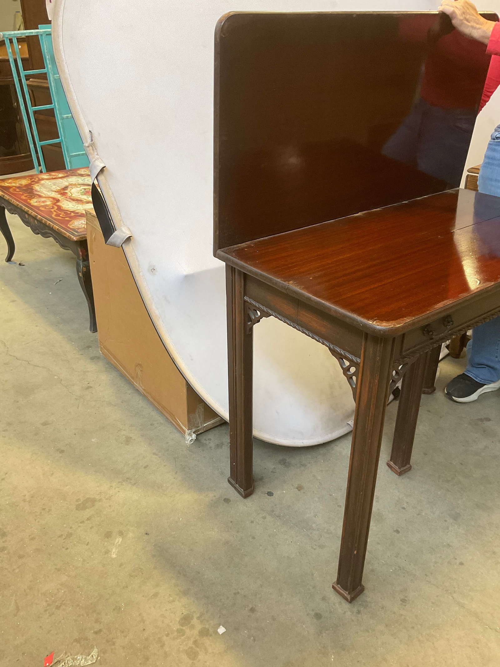 VINTAGE Mahogany Drop-Leaf Side Table - 3
