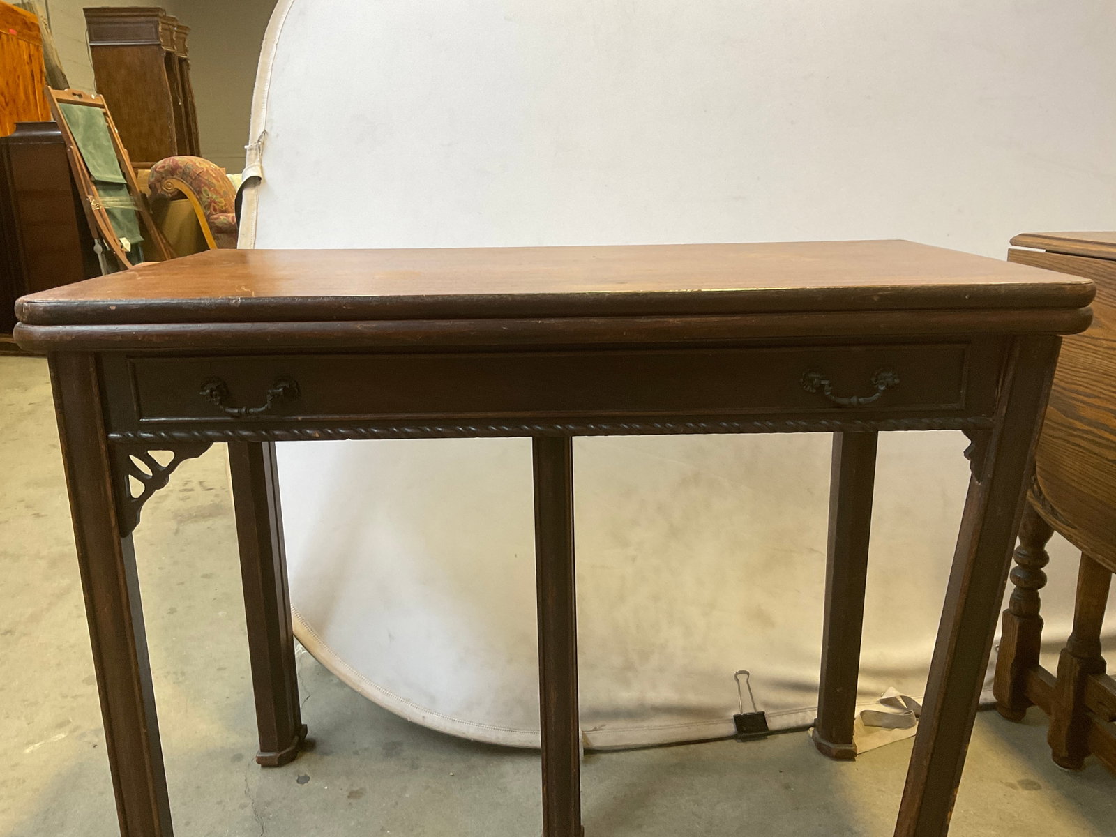 VINTAGE Mahogany Drop-Leaf Side Table - 5