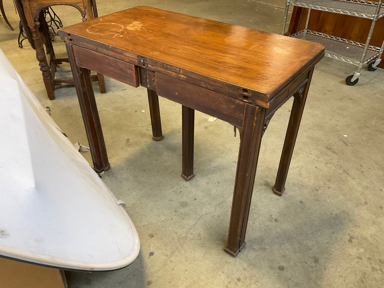 VINTAGE Mahogany Drop-Leaf Side Table - 7