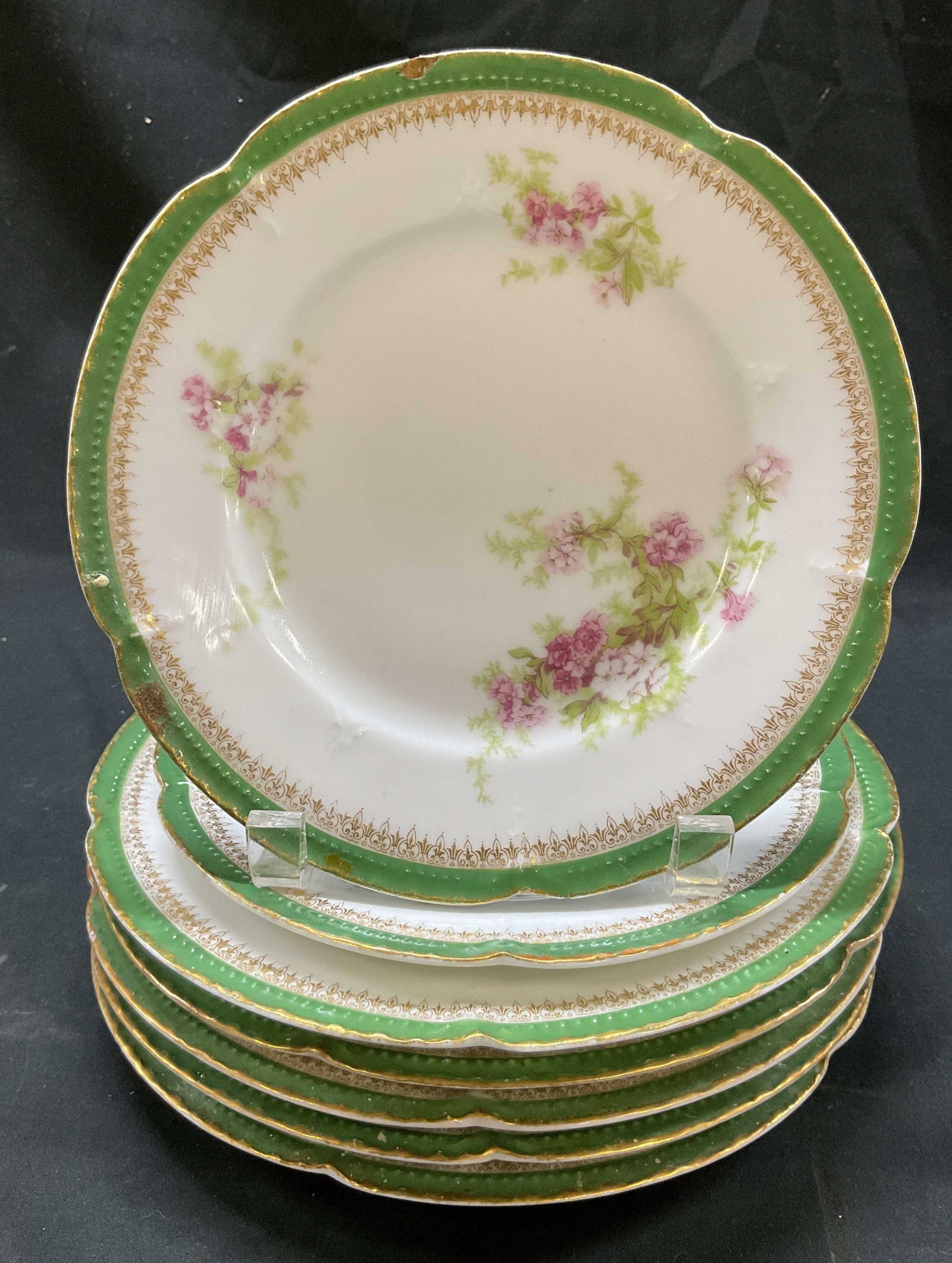 Set 7 Limoges Porcelain Floral Plates France (1 of 8)