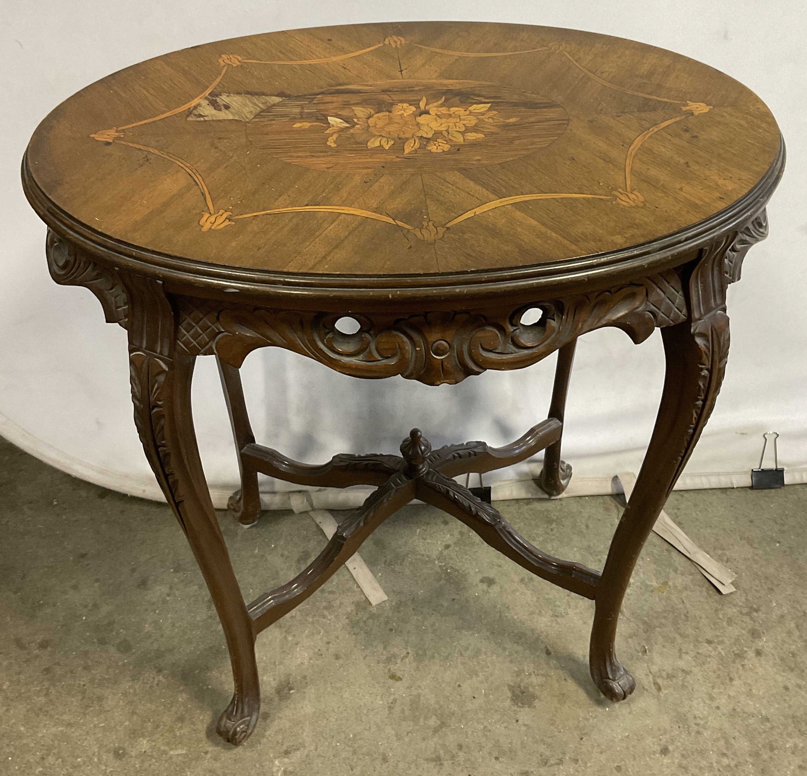 French Louis XV Style Satinwood Marquetry Table (1 of 9)