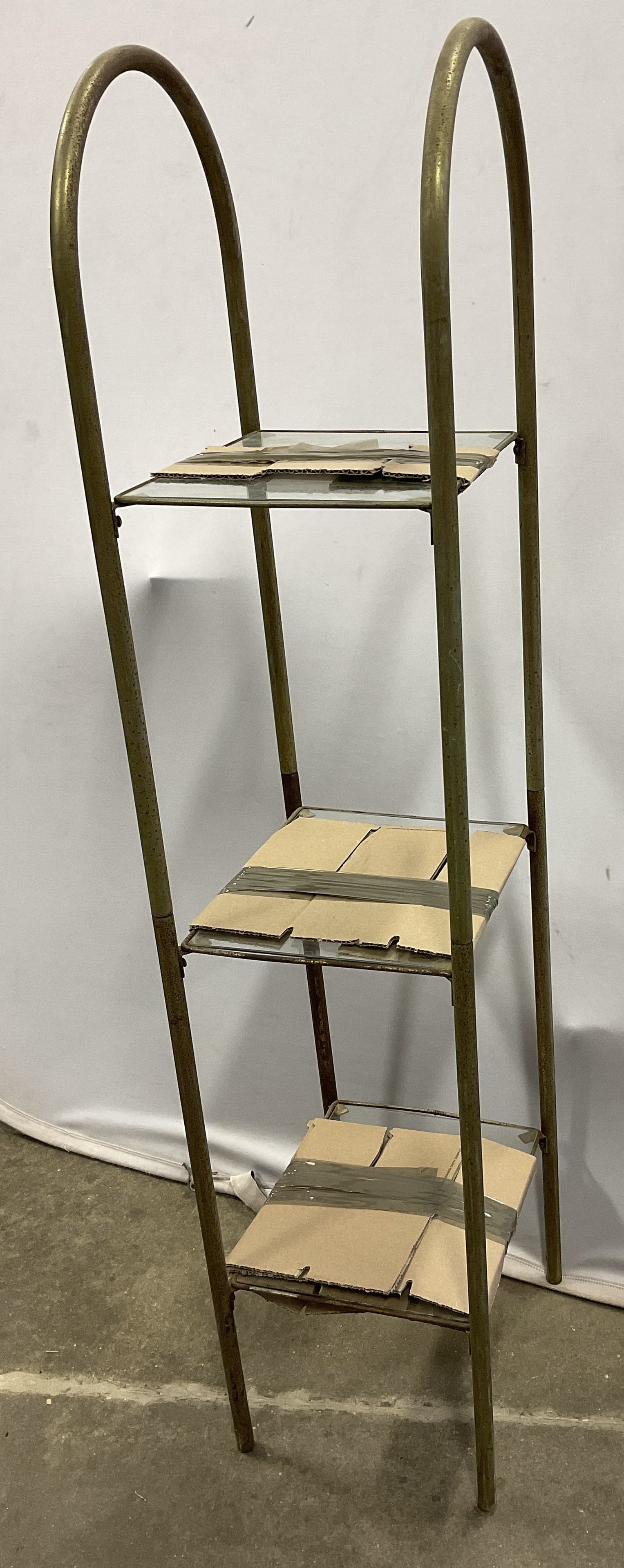 VTG Hollywood Regency Sty Arched Metal&Glass Shelf (1 of 9)