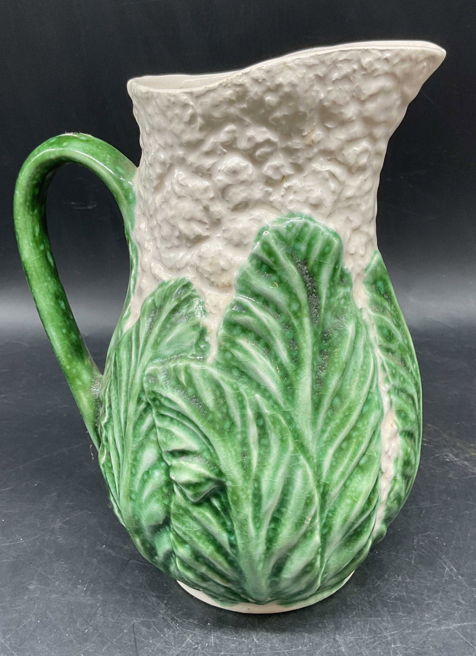 Vtg Majolica Ceramic Cauliflower Pitcher (1 of 6)