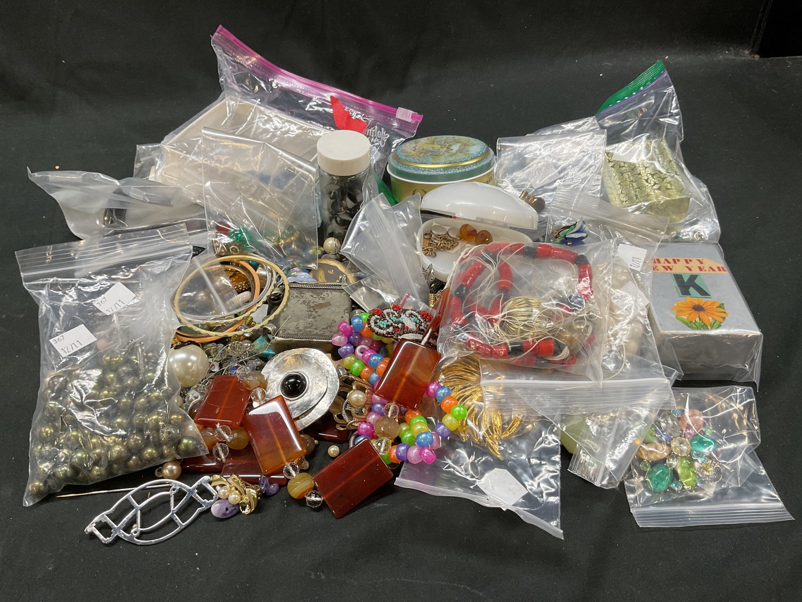 Grp Lot 40+ Jewelry Makers: Group lot of 40+ jewelry makers. Includes necklaces, beads, brooches, rings, earrings, religious, watches, etc. Sold as is, not examined individually. Jewelry makers, costume jewelry, jewelry, accesso