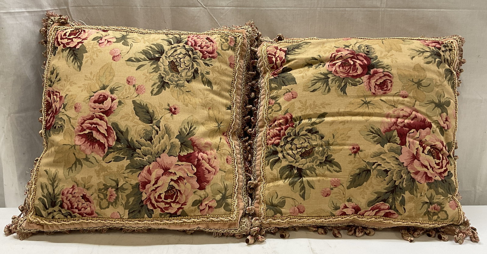 Lt2 VINTAGE Aubusson Rose Tapestry Throw Pillows (1 of 8)