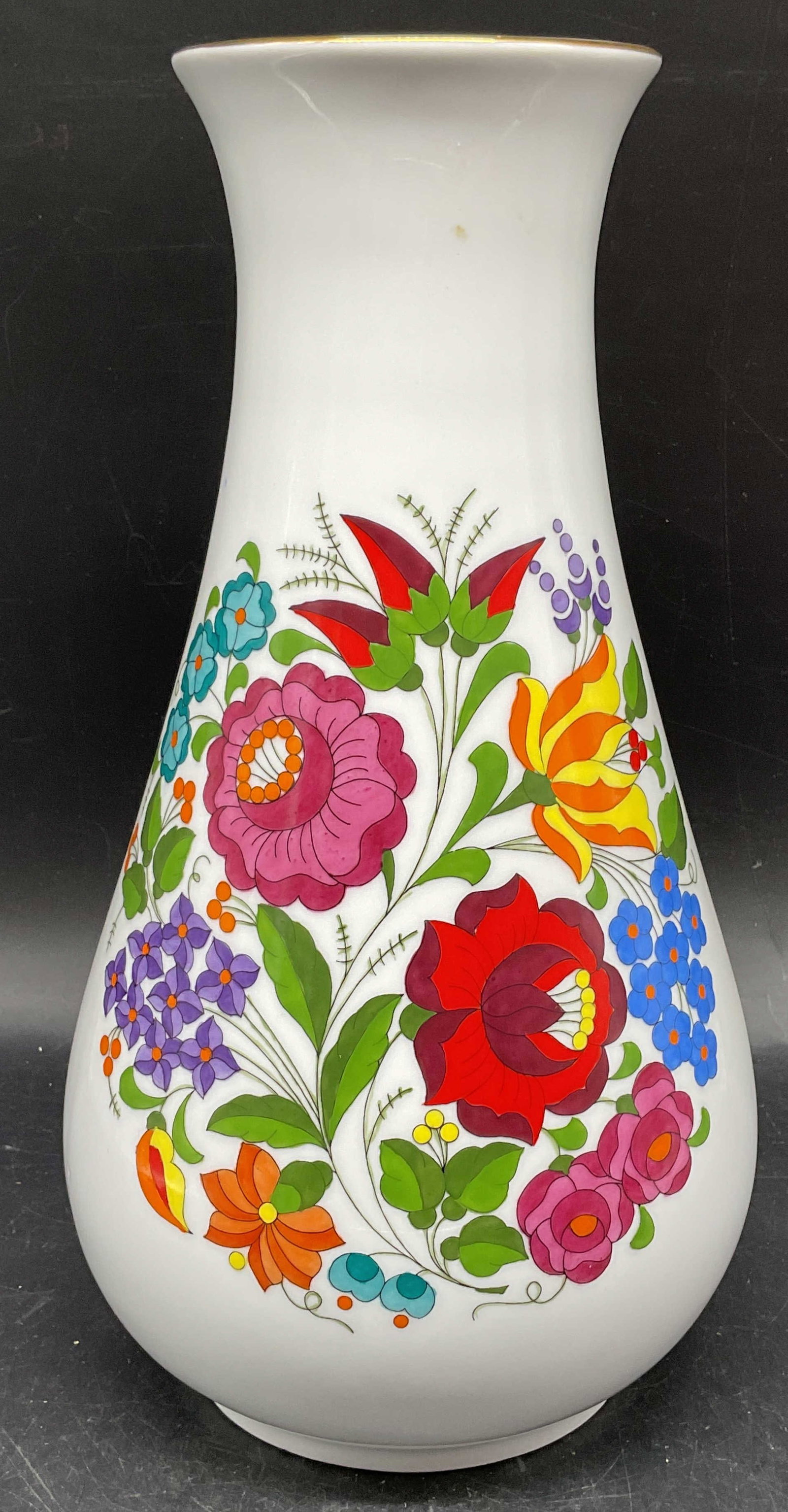 Kalocsa Porcelain Folk Flower Vase, Hungary (1 of 6)