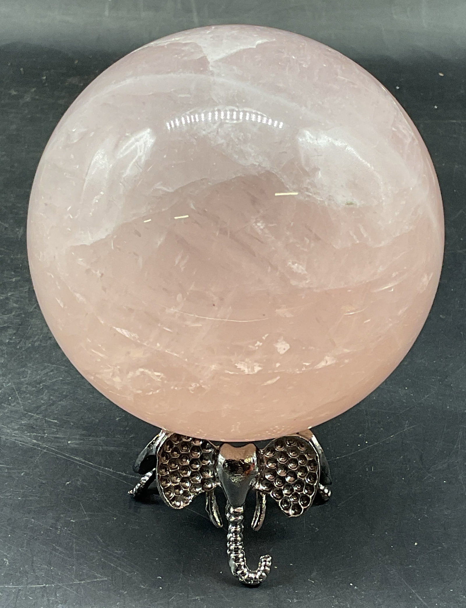 Rose Quartz Semiprecious Sphere with Stand (1 of 7)