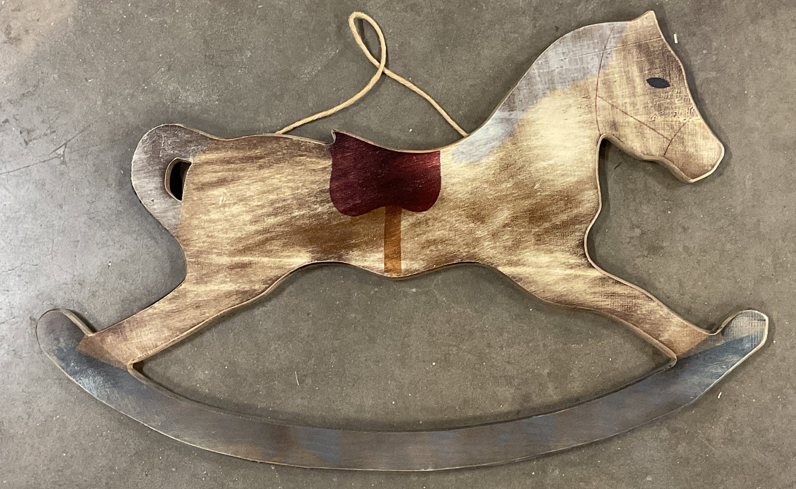 Hand Painted Rocking Horse Wall Plaque 27 Inches: Hand painted rocking horse wall hanging plaque. Measures approx. 27 x 18 inches. Some scratching. Rocking horse plaque, home decor, home accessories, wall decor, wall accessories, 10 b