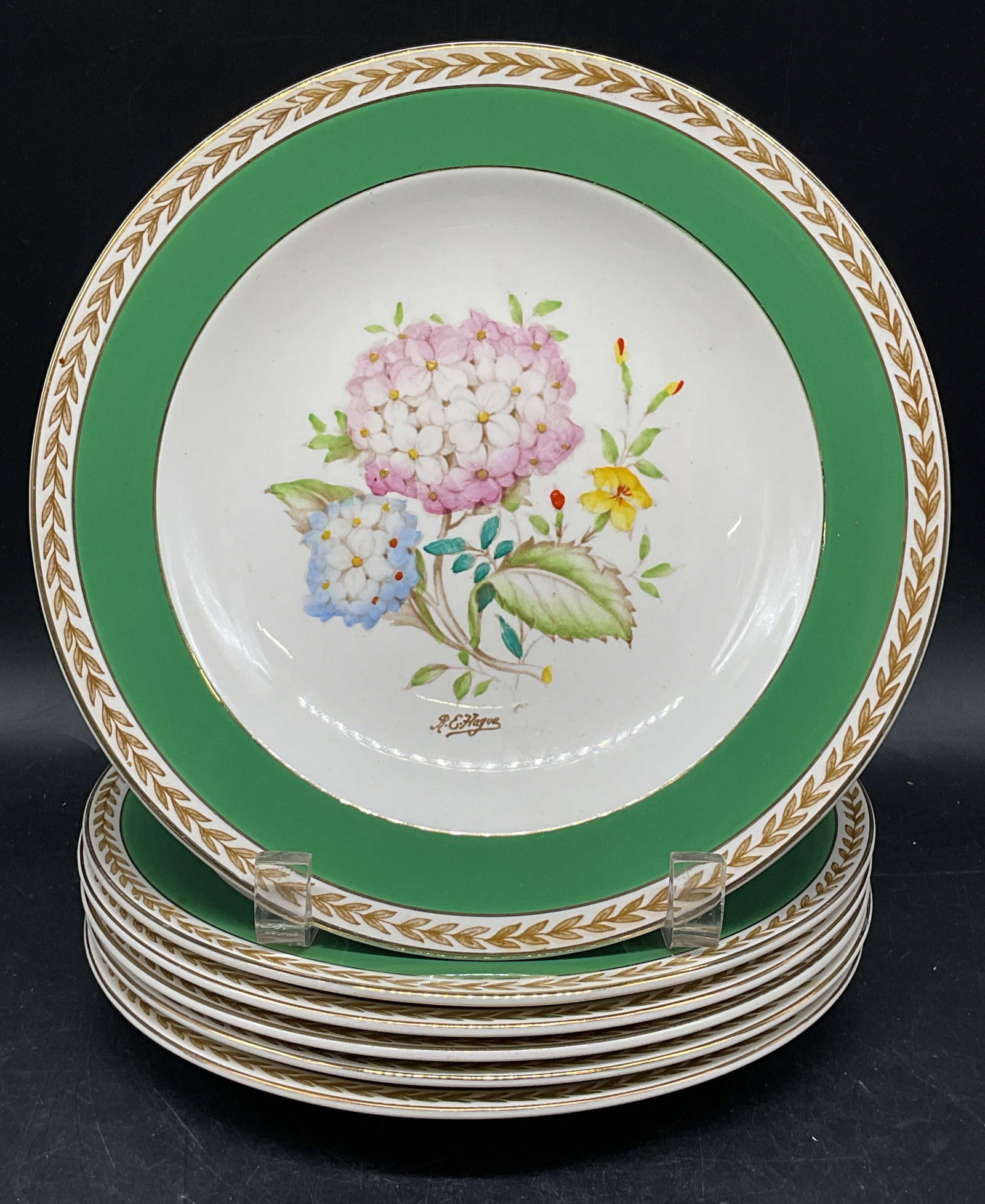 6 Crown Ducal China Flower Plates, England (1 of 7)