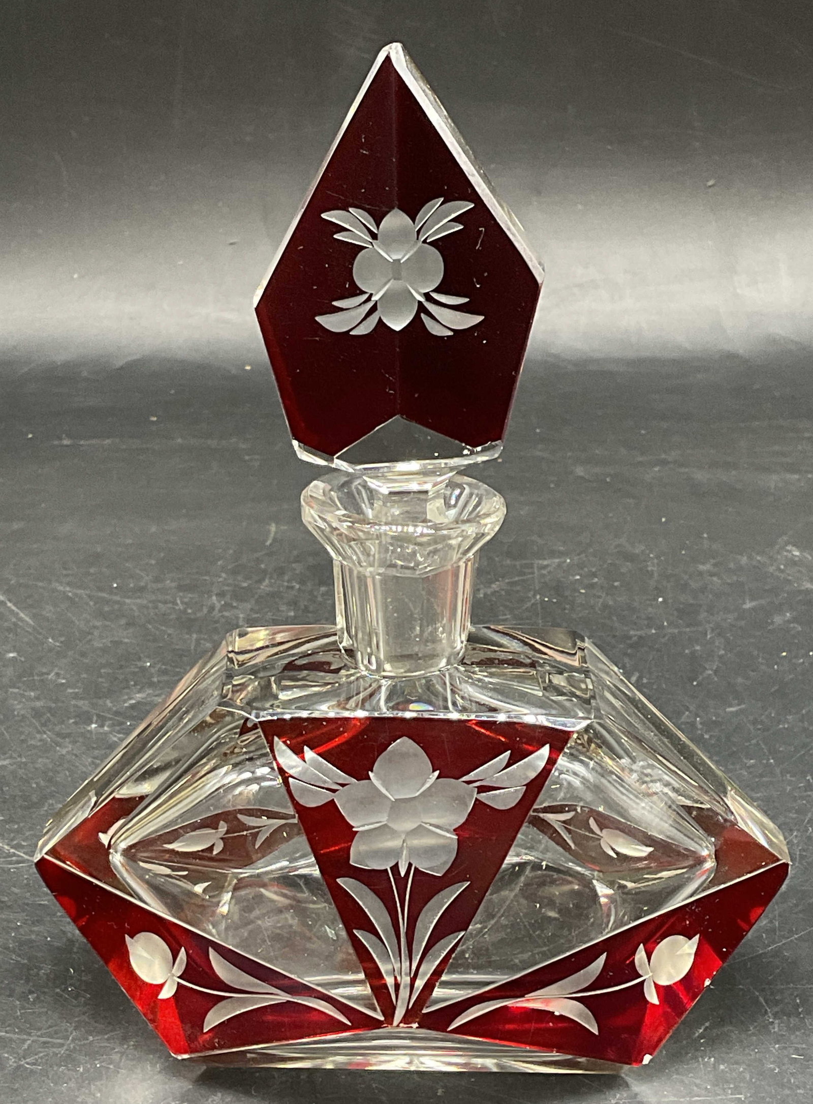 Art Deco Style Cut Glass Perfume Bottle (1 of 6)