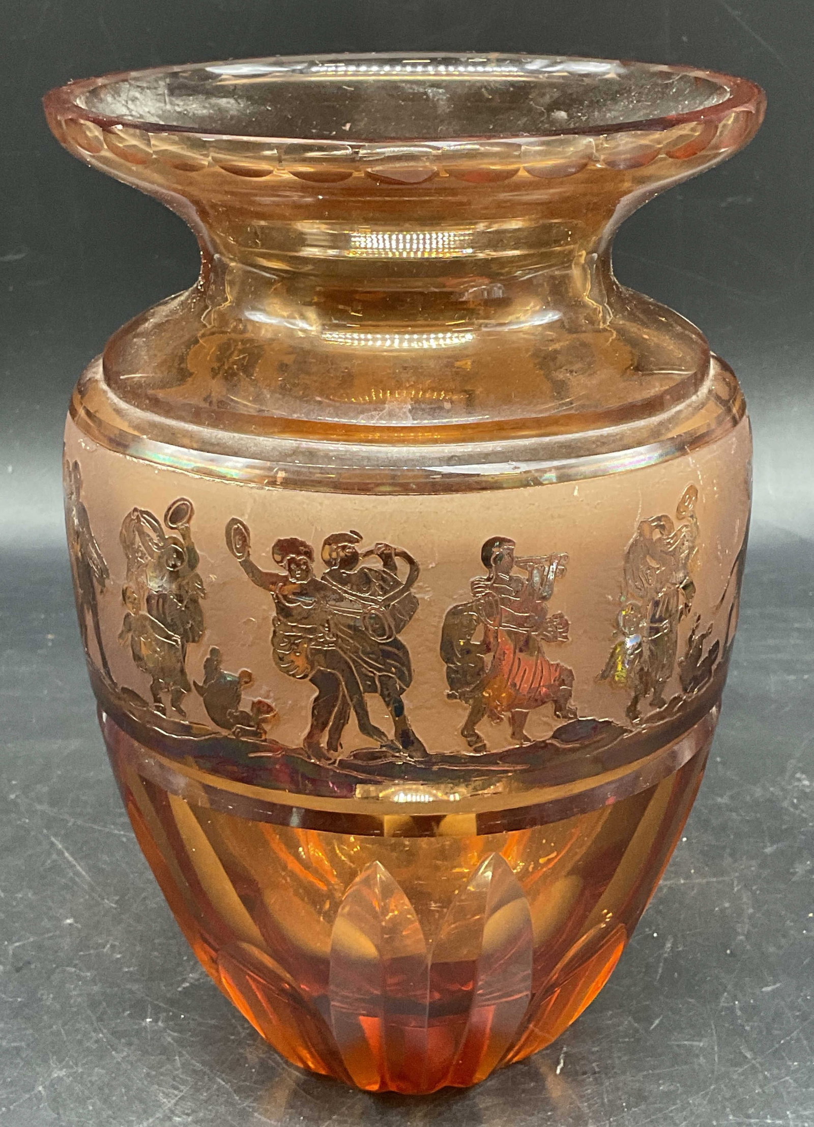 Vintage Amber Glass Classical Figure Vase (1 of 6)