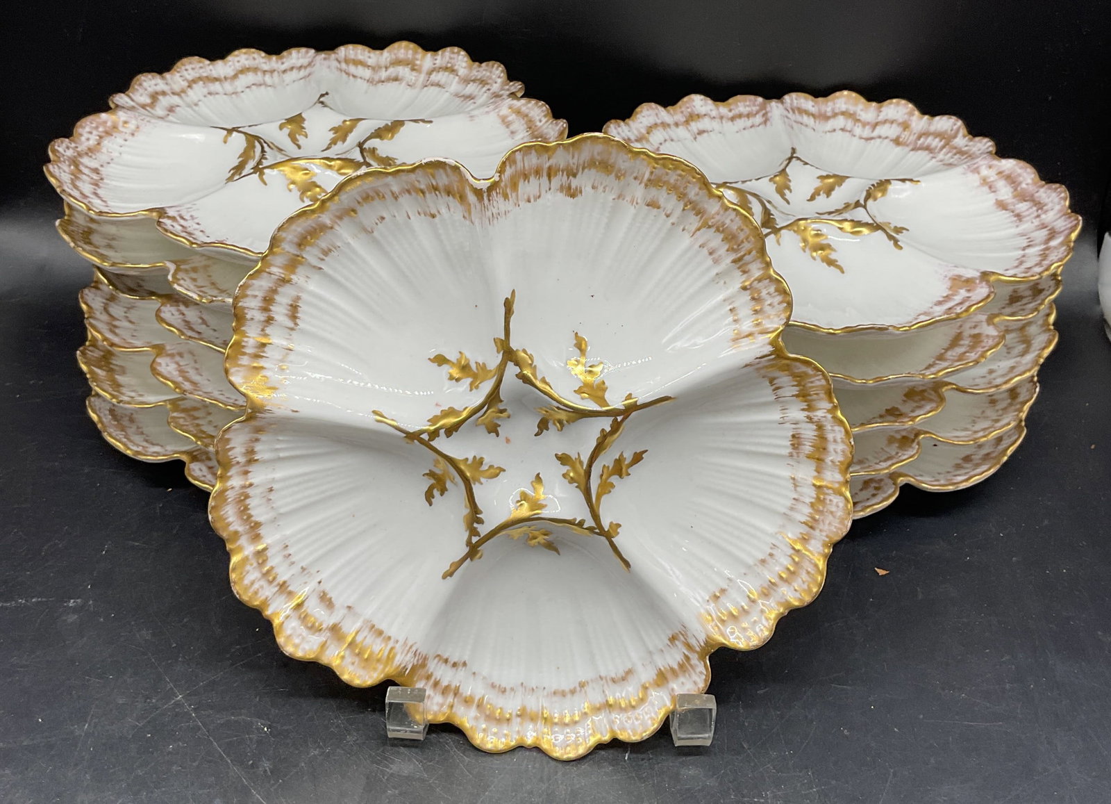 Antq 12 T&V Limoges Collamore Porc Oyster Plates (1 of 7)
