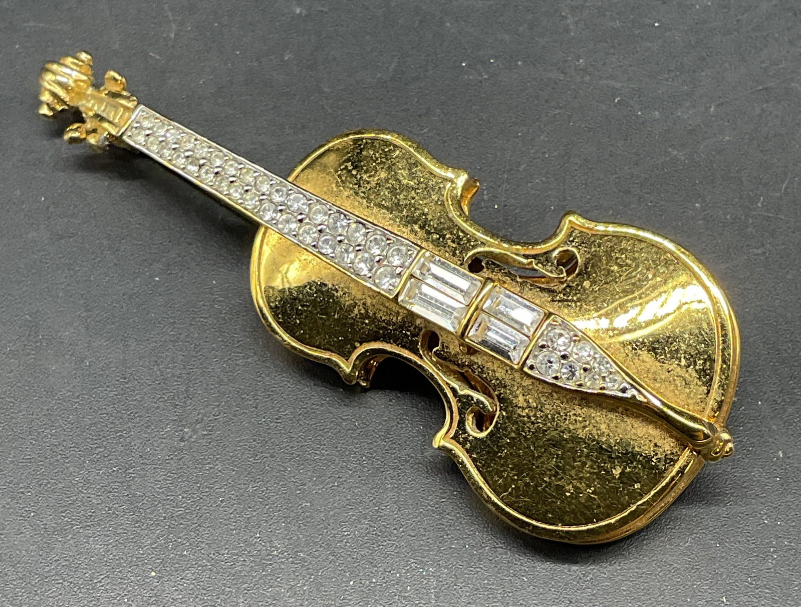 Swarovski Gold Plated Crystal Violin Brooch (1 of 6)