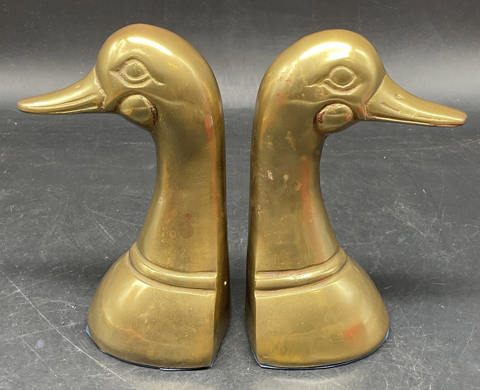 Pair Vintage Brass Duck Head Bookends (1 of 6)