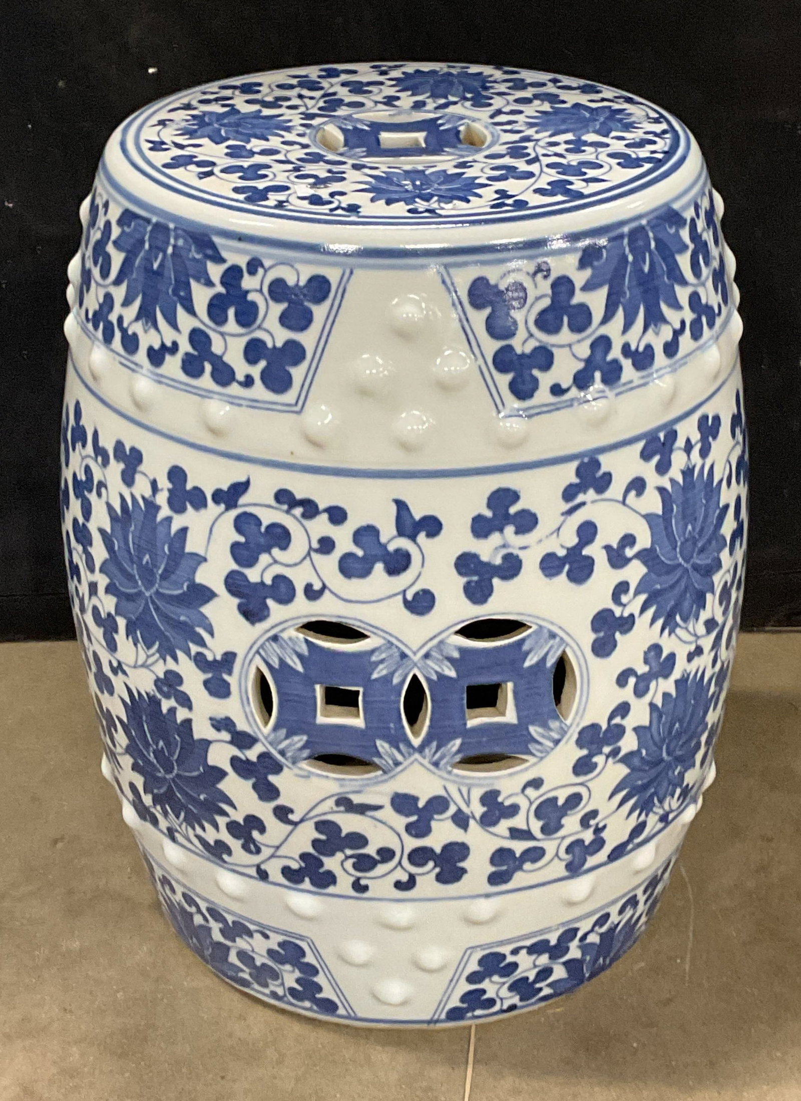 Asian Blue & White Porcelain Garden Stool (1 of 6)