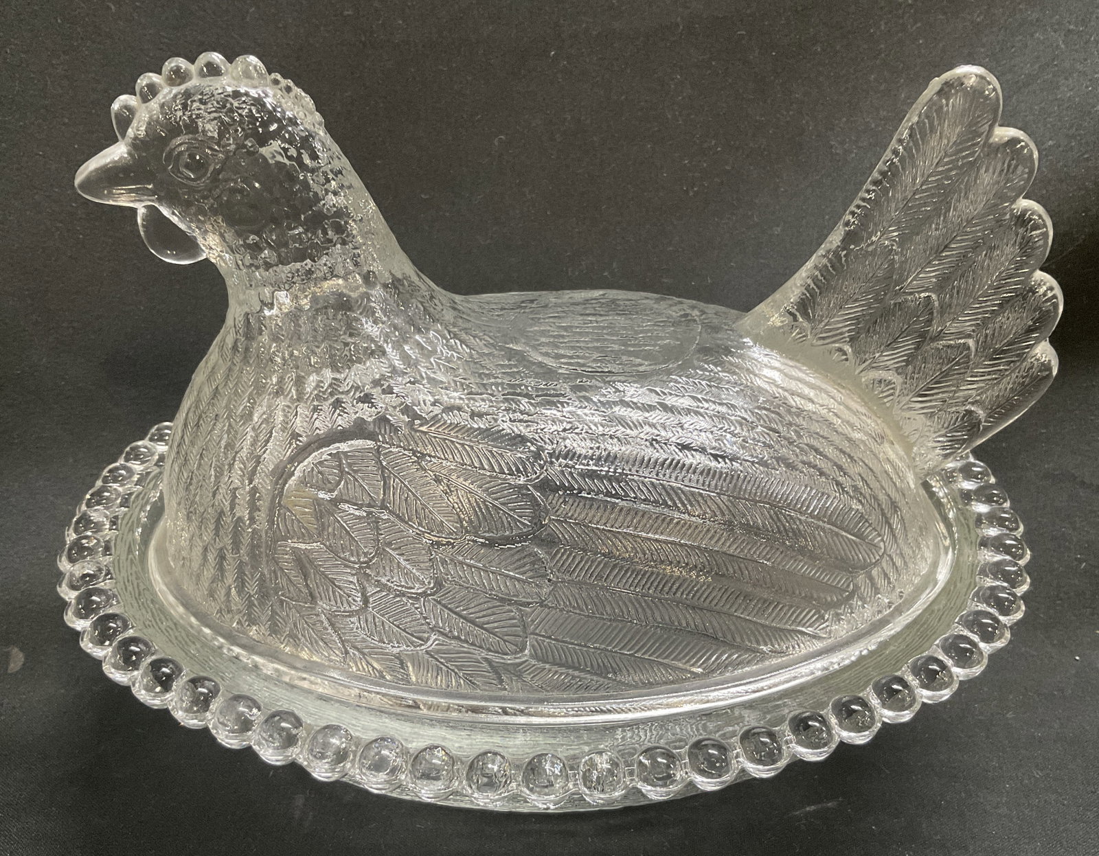 VTG Candlewick Style Clear Glass Hen on Nest Dish (1 of 9)