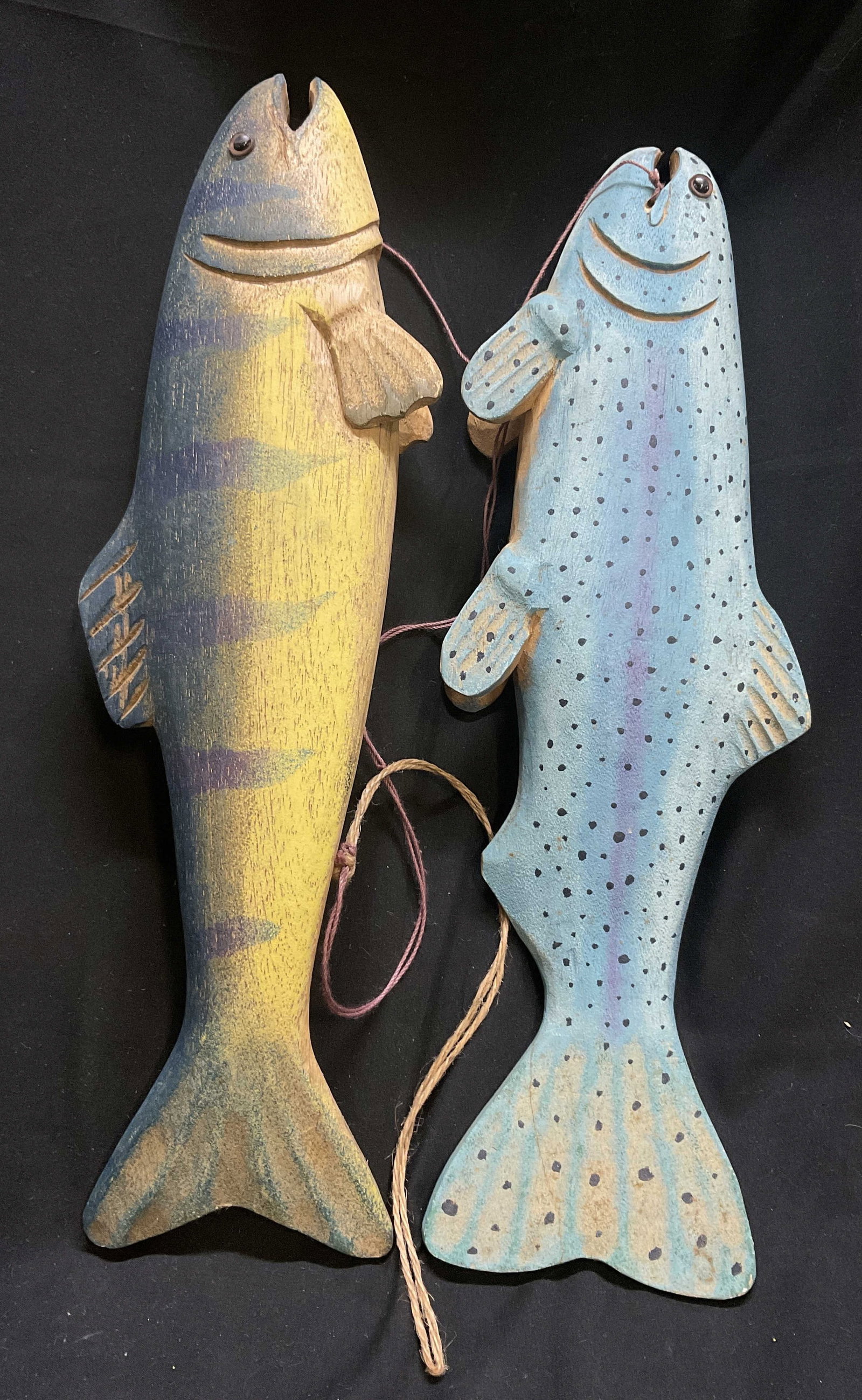 Hand-Carved & Painted Wooden Folk Art Fish Sculpts (1 of 11)