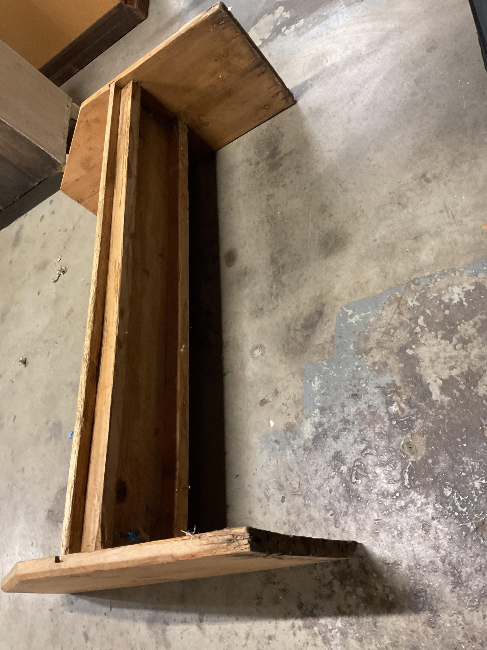Antique Distressed Pine Settle Bench, Pew - 13