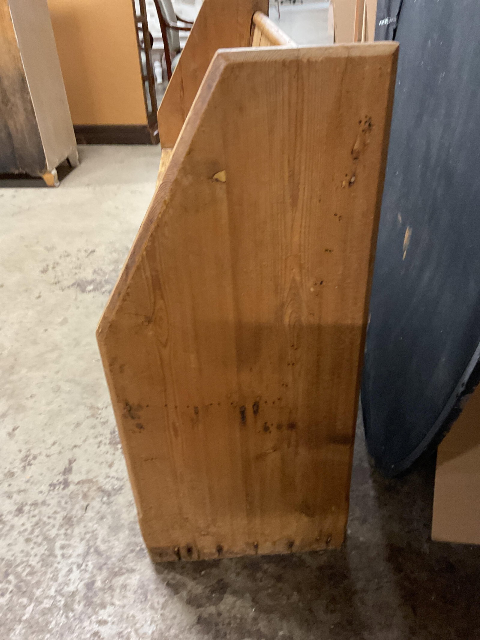 Antique Distressed Pine Settle Bench, Pew - 8