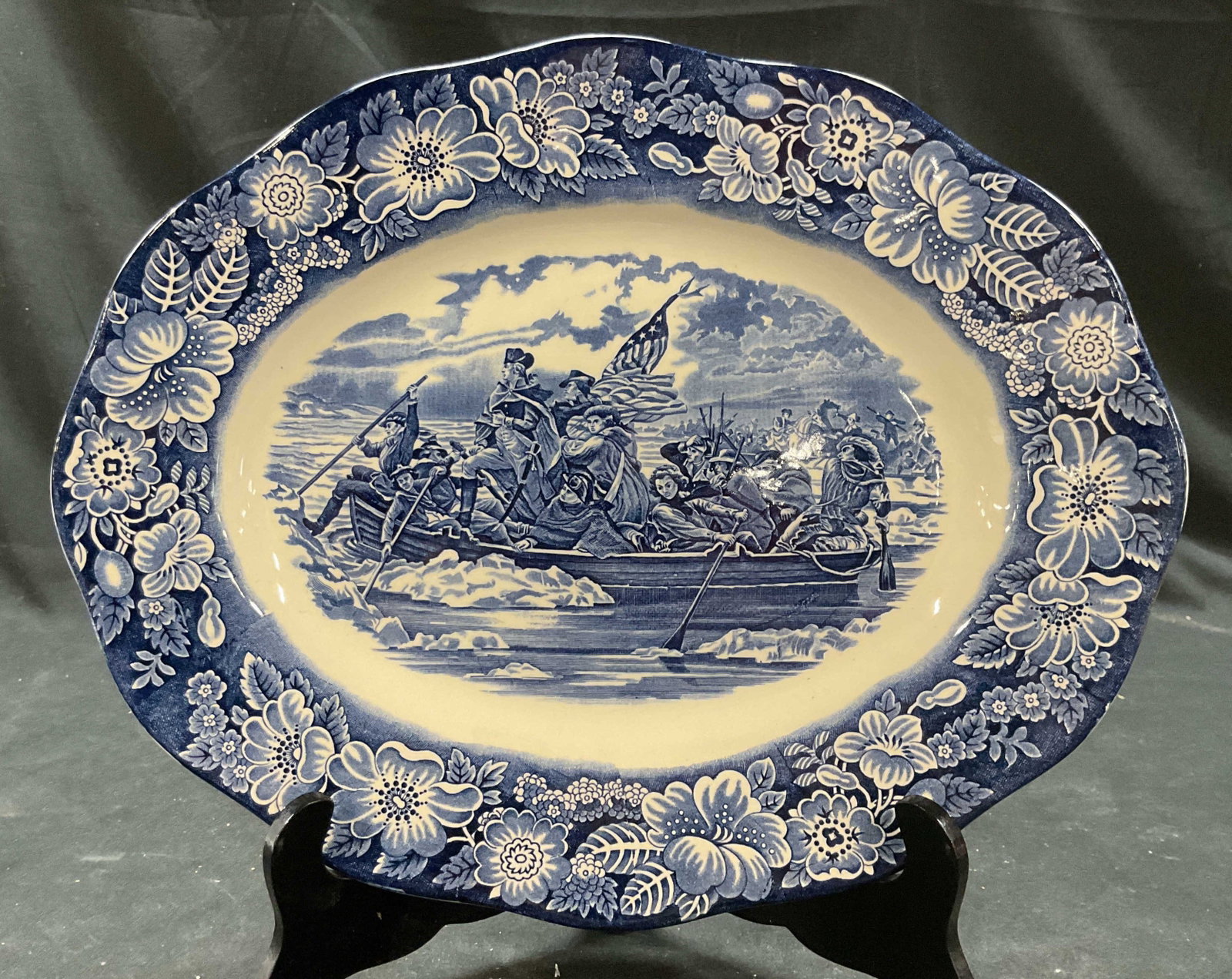 Blue and White Ironstone Platter, England (1 of 7)