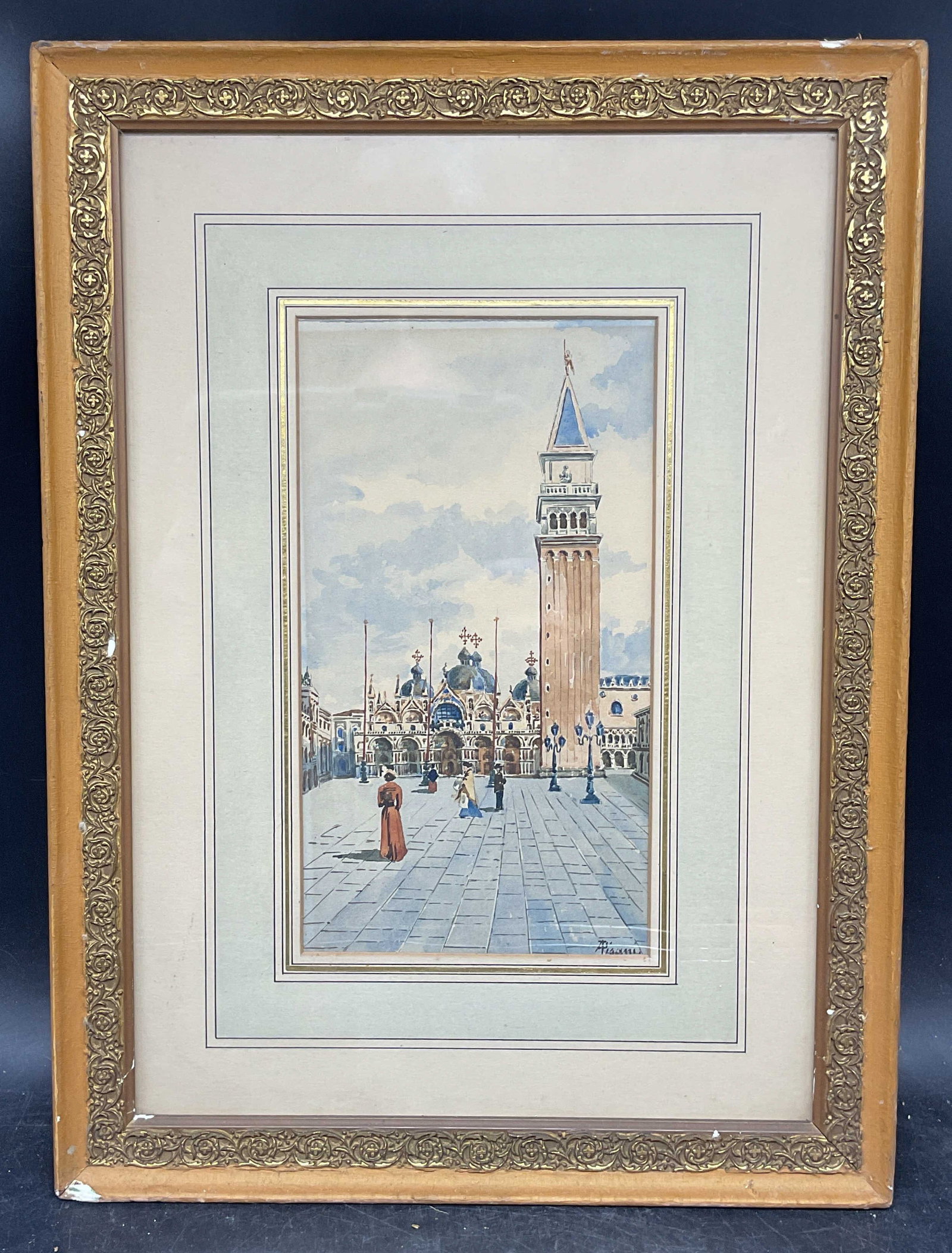 Signed St Marks Square Italy Watercolor Painting (1 of 6)
