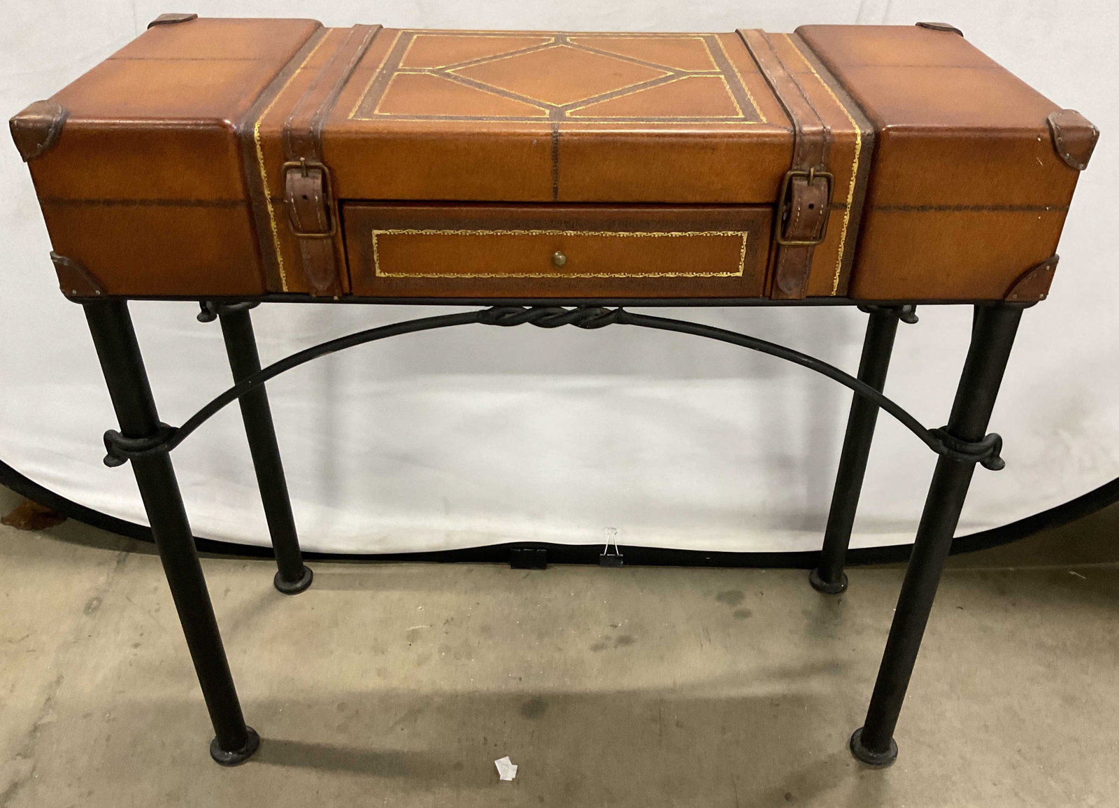 Leather Style Trunk on Stand Desk (1 of 8)
