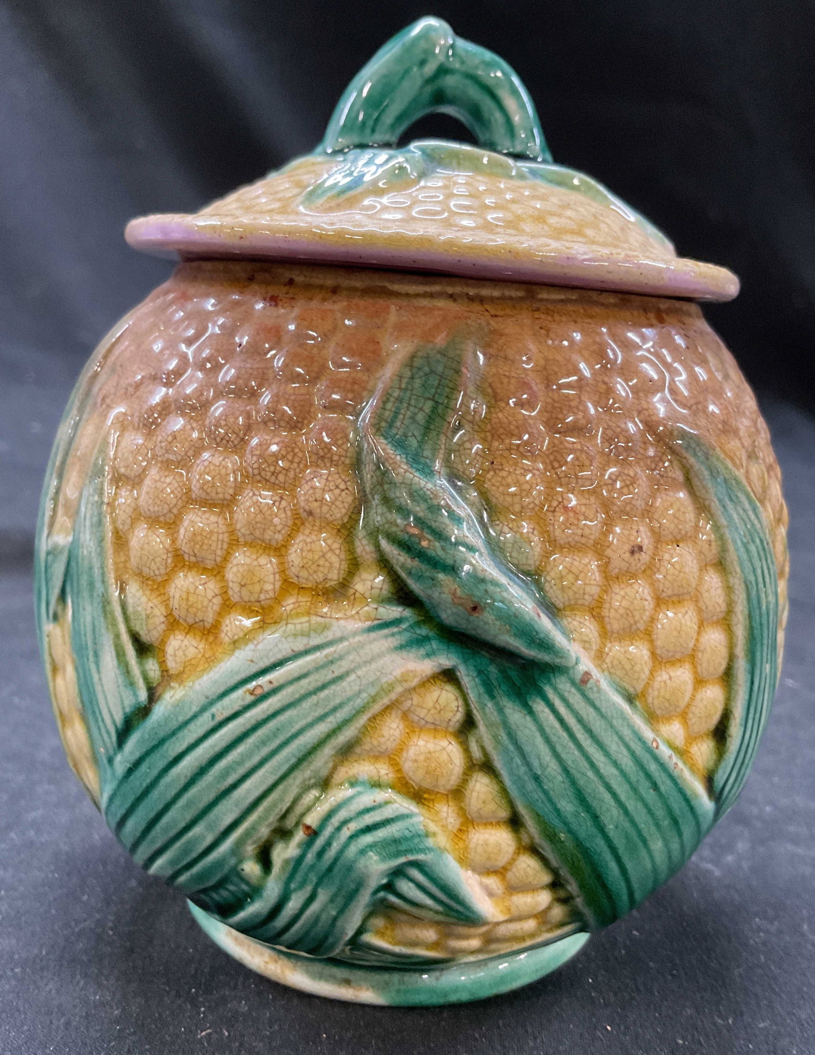Antique Majolica Corn on the Cob Lidded Bowl (1 of 14)