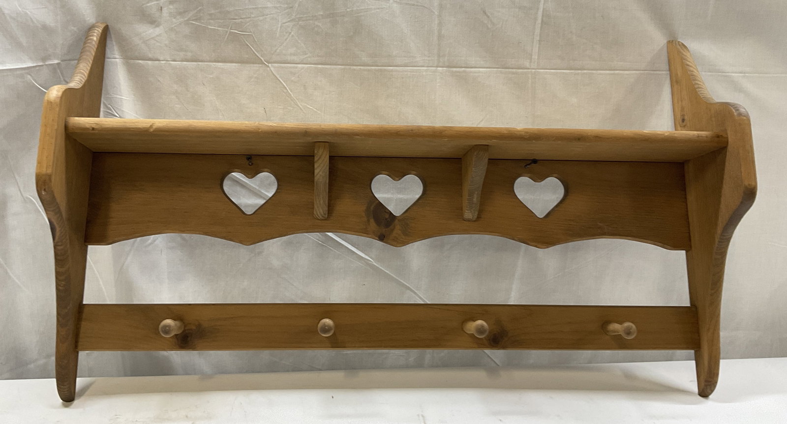 Vintage Handmade Wooden Heart Cutout Wall Shelf (1 of 8)
