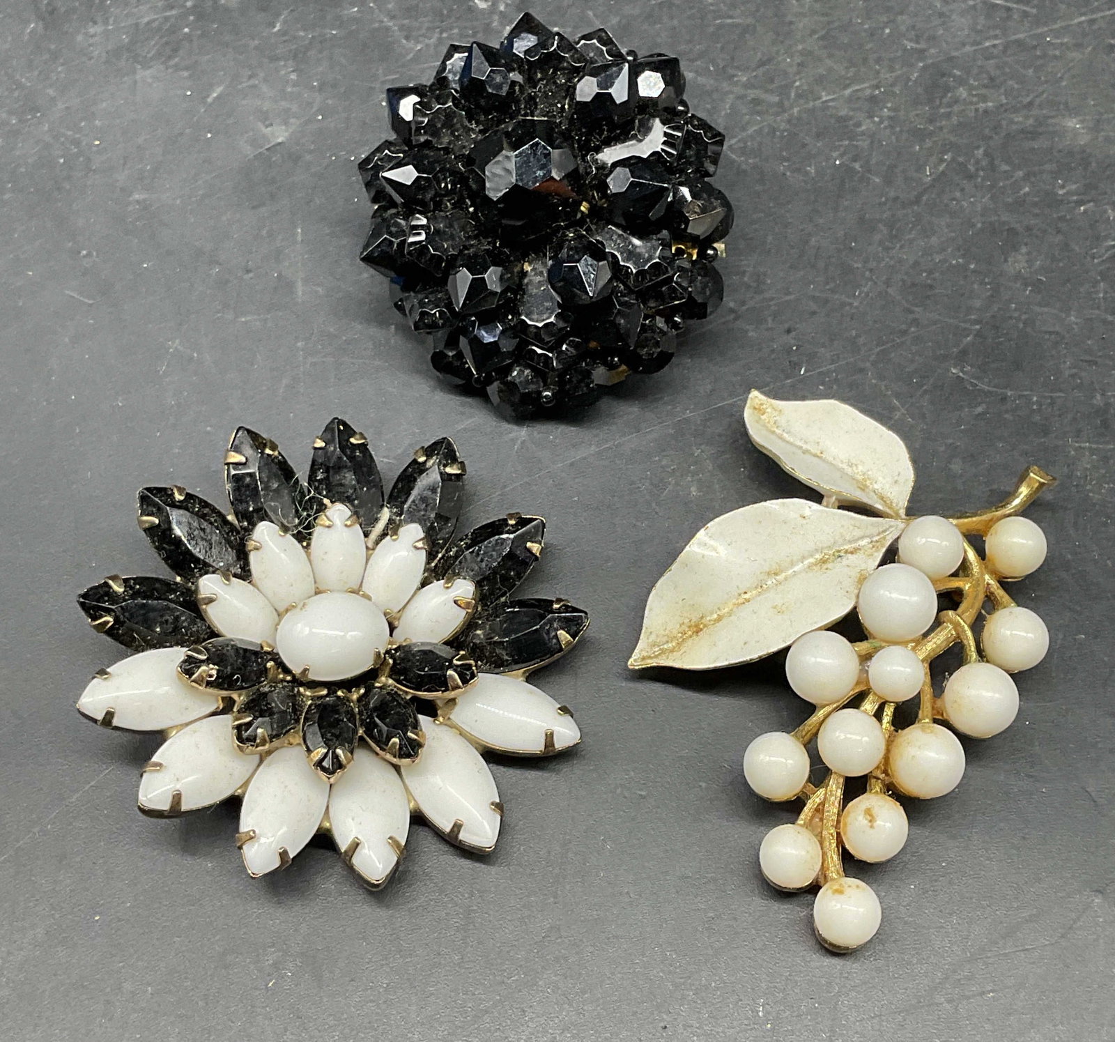 Lot 3 Trifari & Weiss Rhinestone Brooches + (1 of 8)