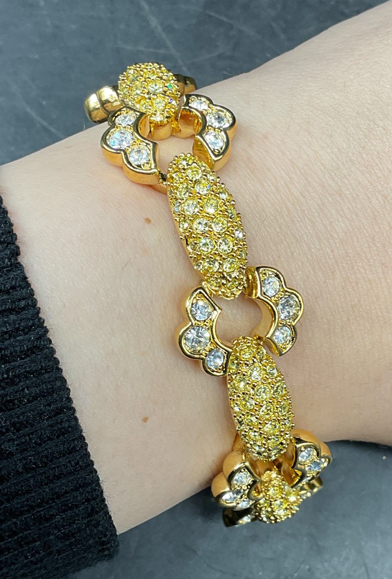 Napier Gold Tone Rhinestone Bracelet NWT: Vintage Napier gold tone and rhinestone link bracelet. New with tag. Measures approx. 7.5 inches. Some scratching. Jewelry, estate jewelry, costume jewelry, cocktail jewelry, fashion jewelry, accessor