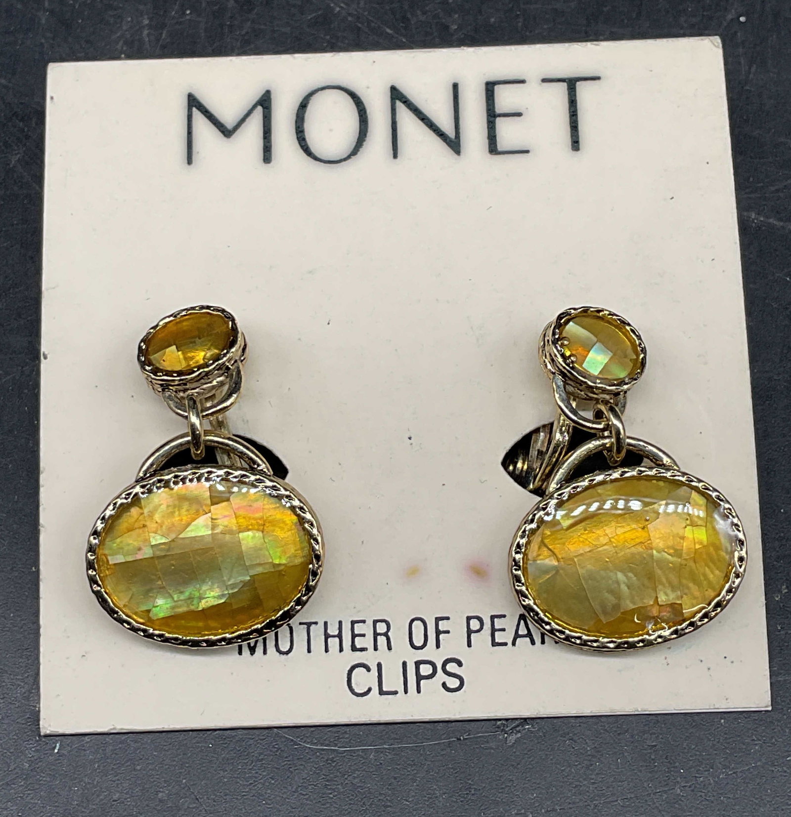 Vintage Monet Mother of Pearl Earrings NWT (1 of 6)