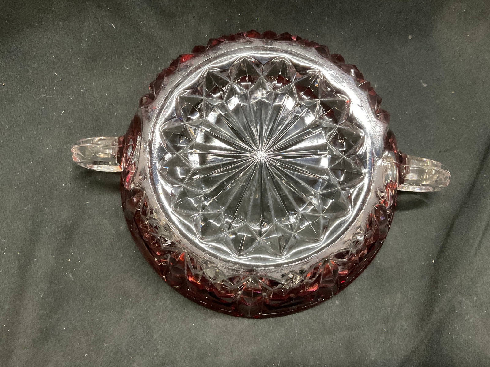ANTQ EAPG Ruby Red Rim Two-Handled Candy Bowl - 10