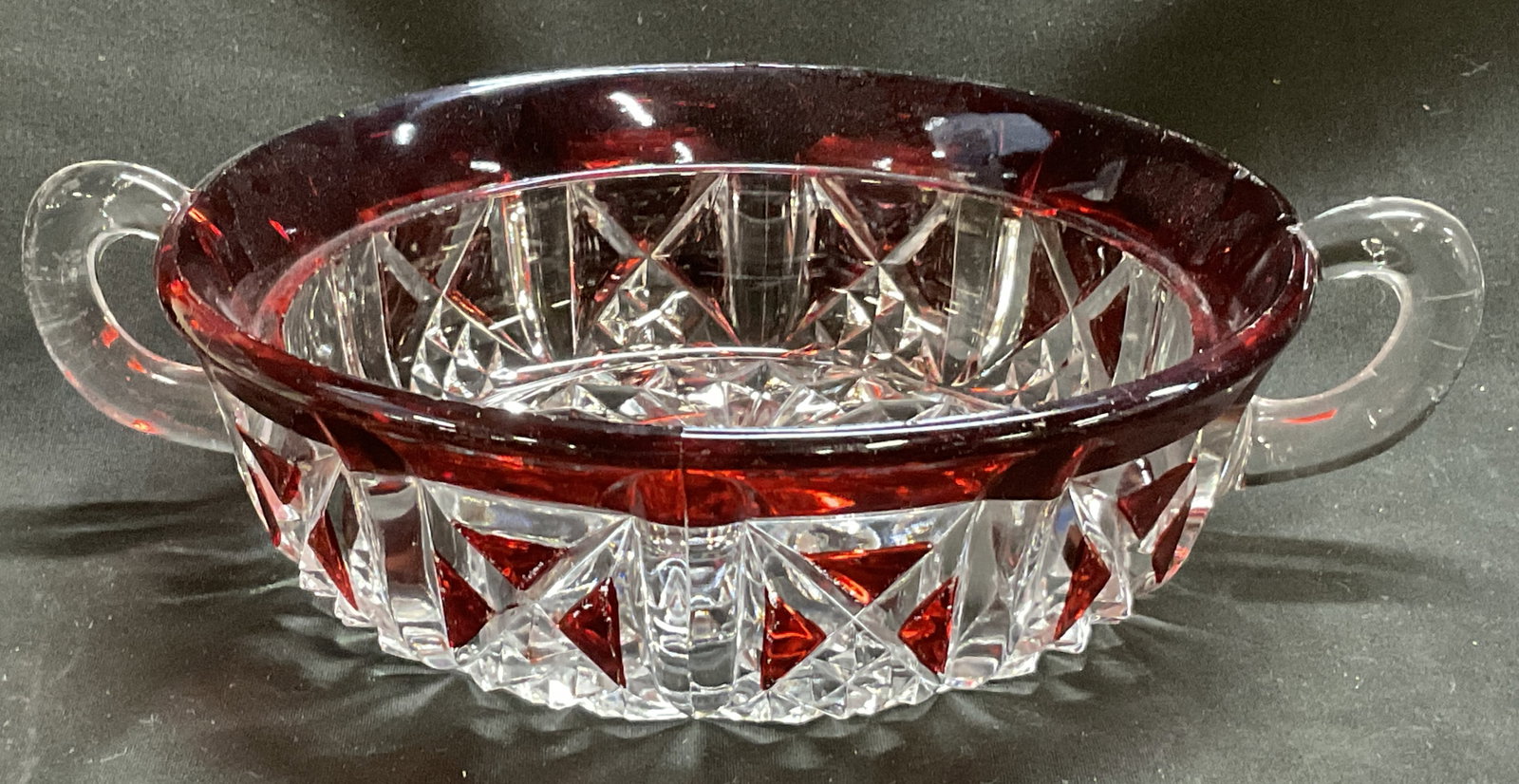 ANTQ EAPG Ruby Red Rim Two-Handled Candy Bowl (1 of 11)