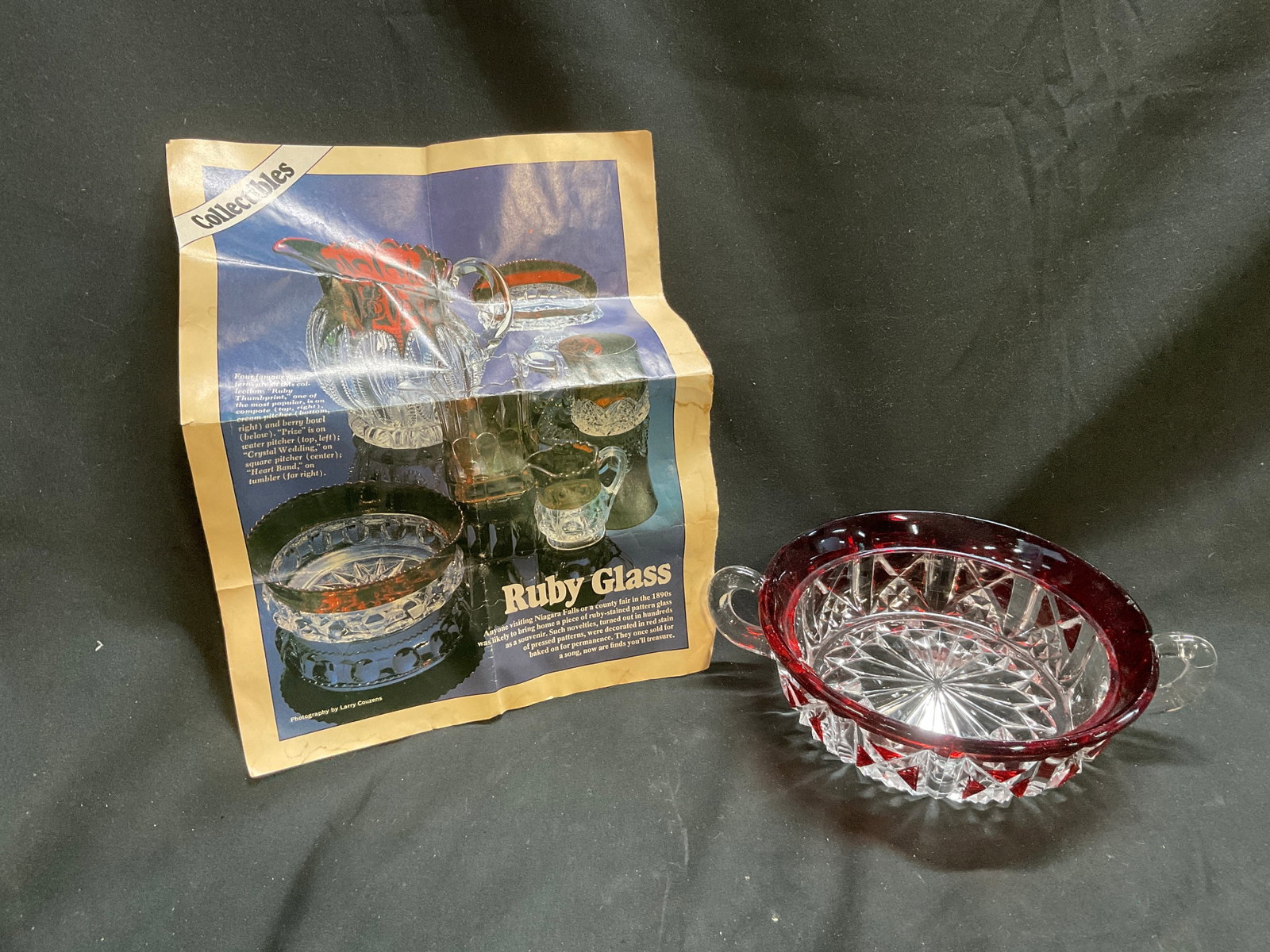 ANTQ EAPG Ruby Red Rim Two-Handled Candy Bowl - 2