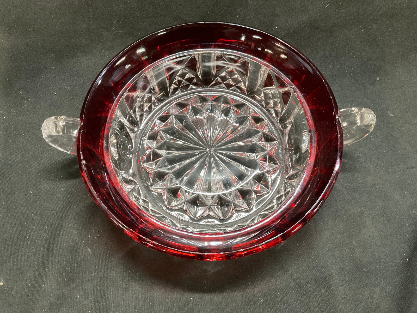 ANTQ EAPG Ruby Red Rim Two-Handled Candy Bowl - 5