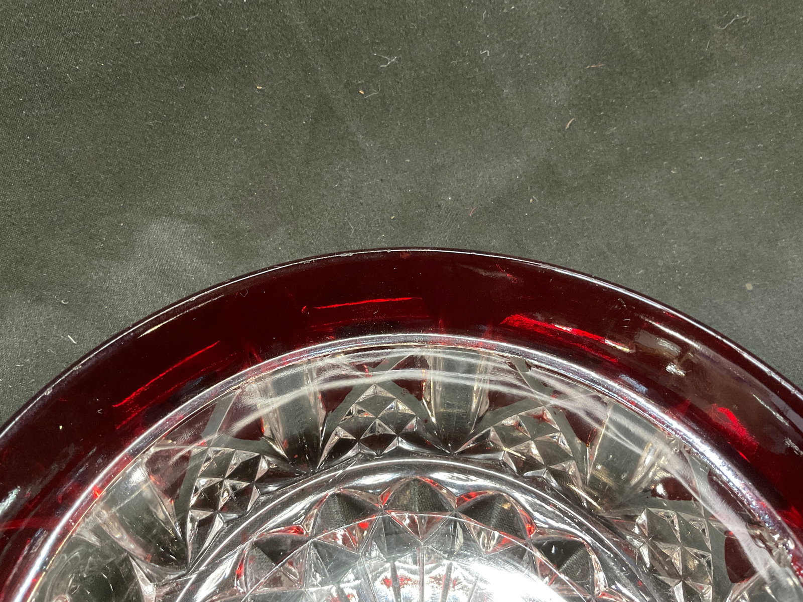 ANTQ EAPG Ruby Red Rim Two-Handled Candy Bowl - 6