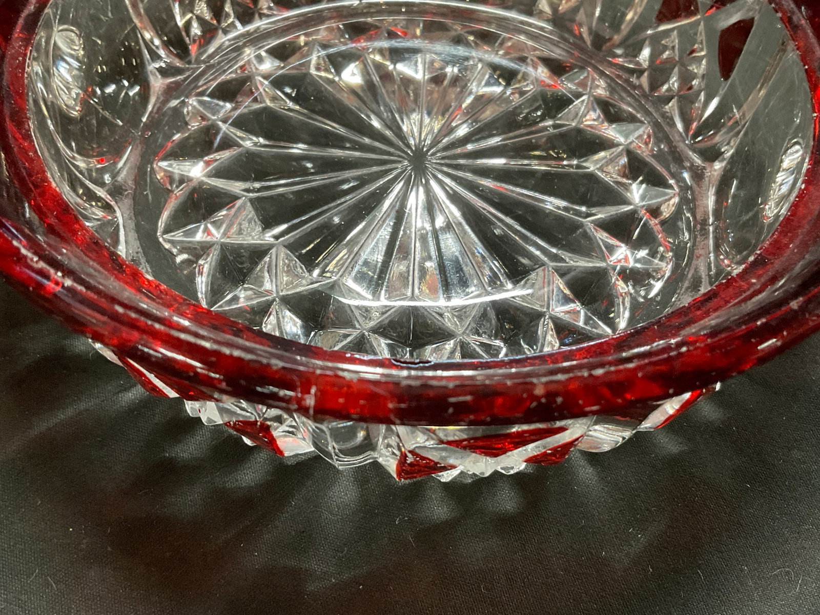 ANTQ EAPG Ruby Red Rim Two-Handled Candy Bowl - 8