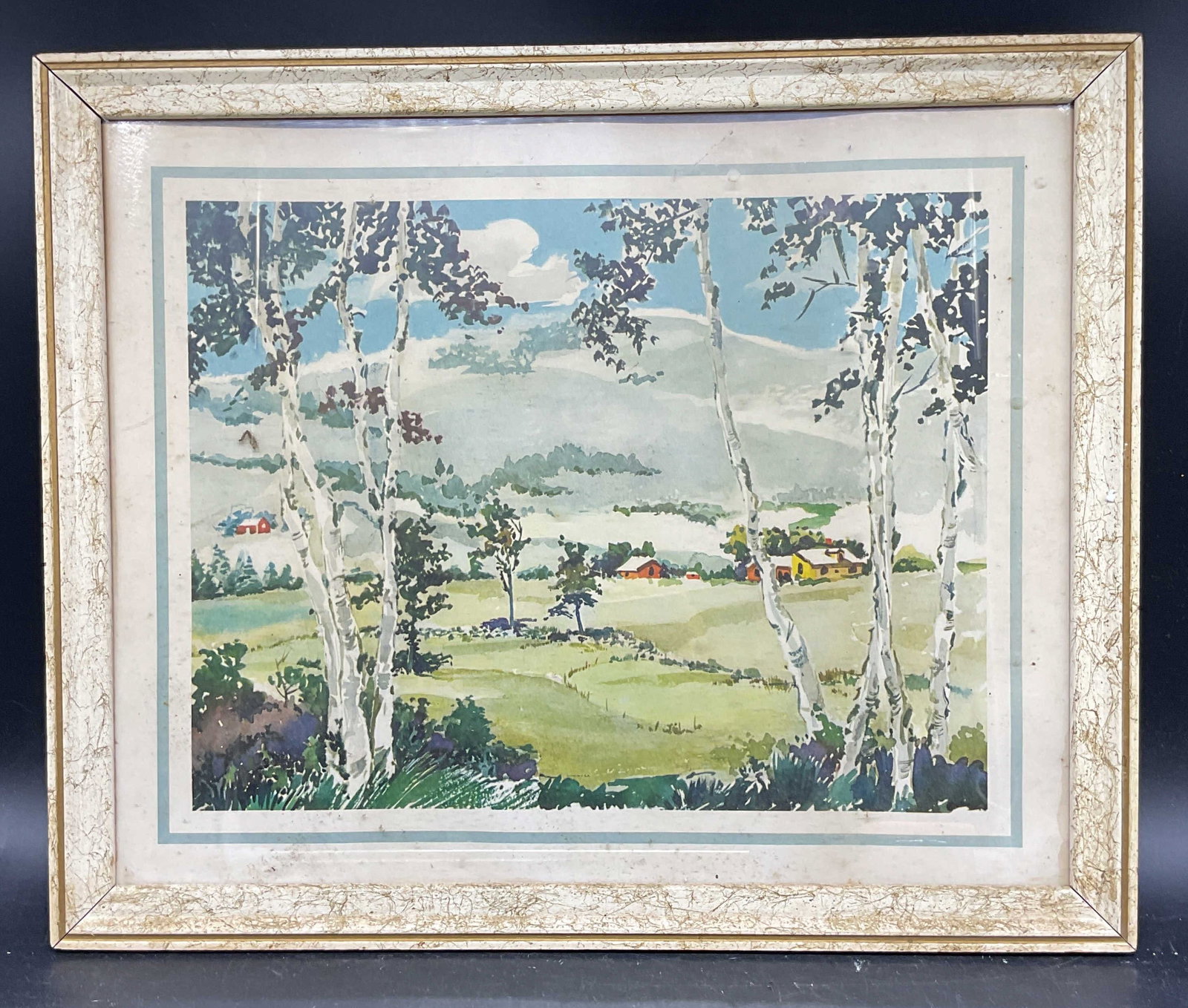 Framed Pastoral Landscape Lithograph (1 of 6)