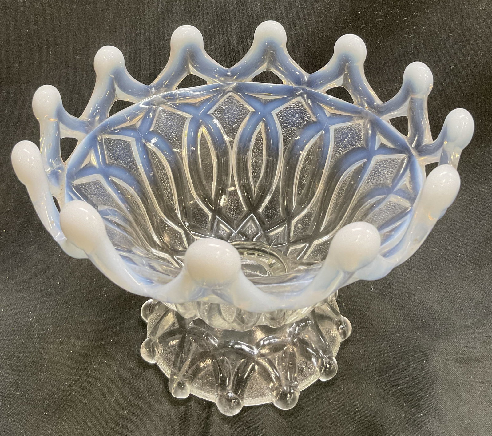 ANTQ EAPG Opalescent Glass Footed Spooner Vase (1 of 9)