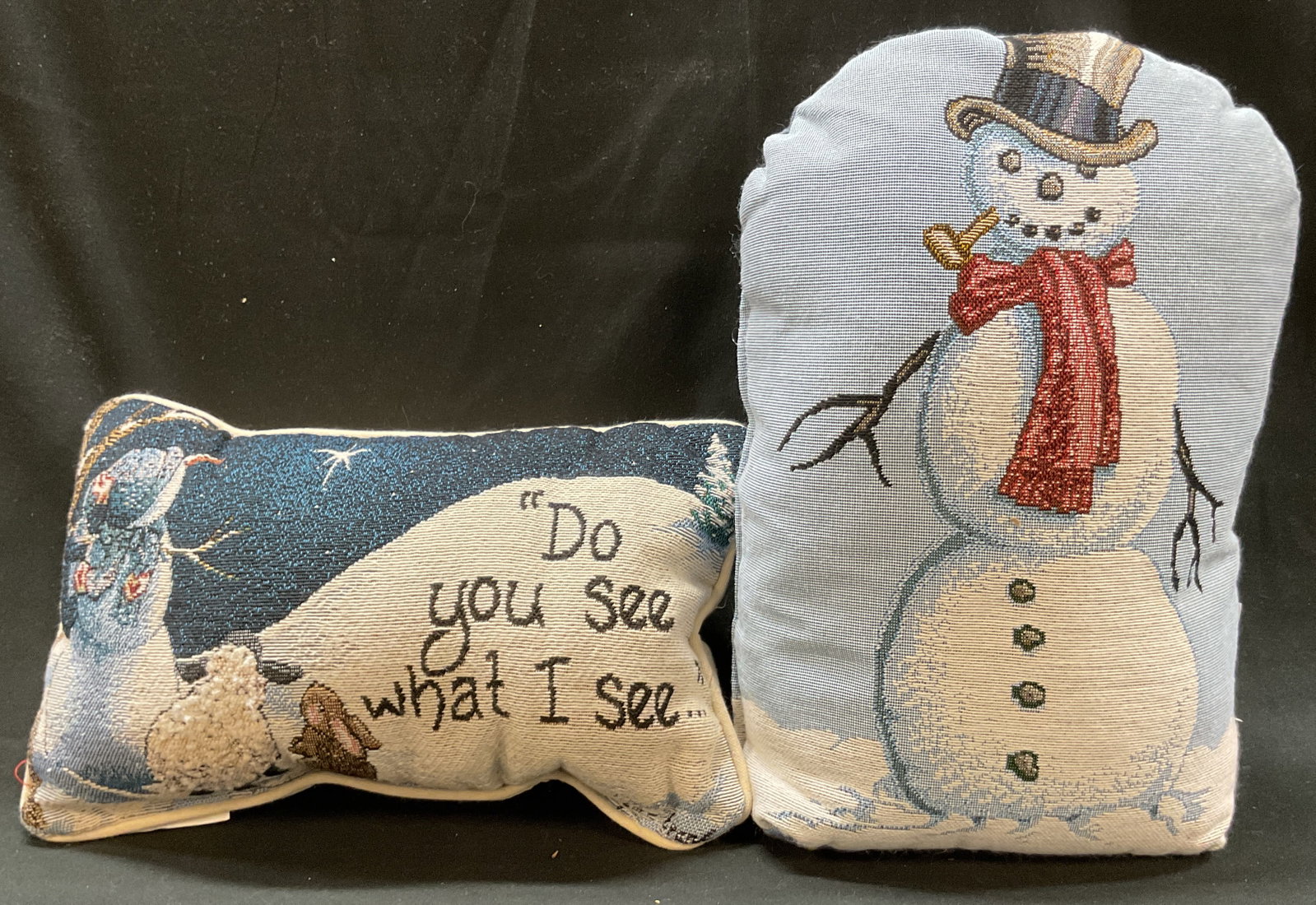 Lot 2 Vtg Decorative Woven Snowman Throw Pillows (1 of 12)