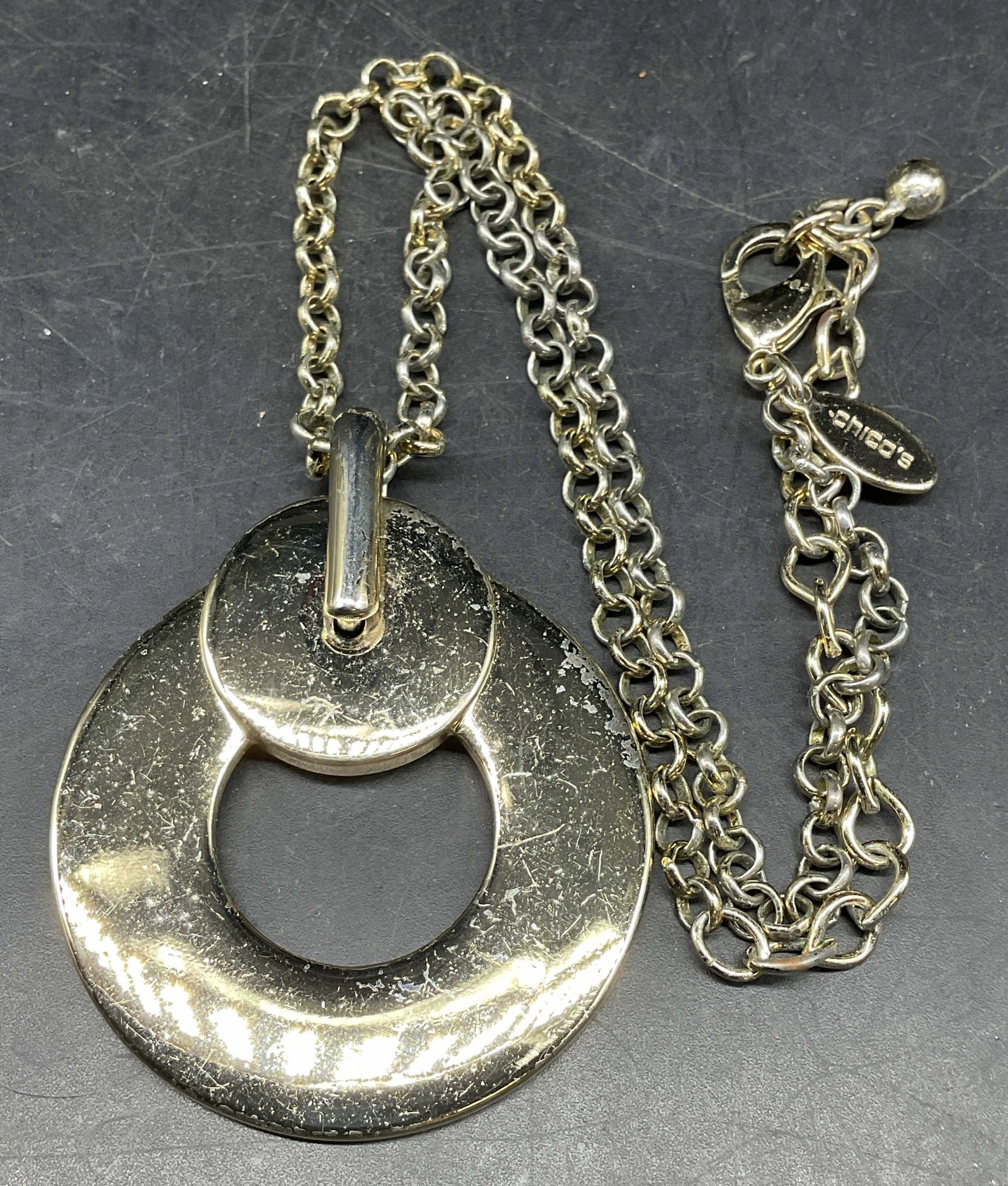 Chicos Silver Tone Pendant Necklace (1 of 6)
