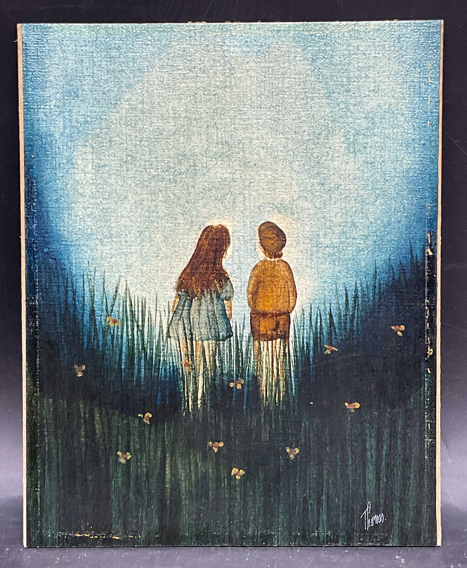 Thomas Children in Field Embellished Lithograph (1 of 6)