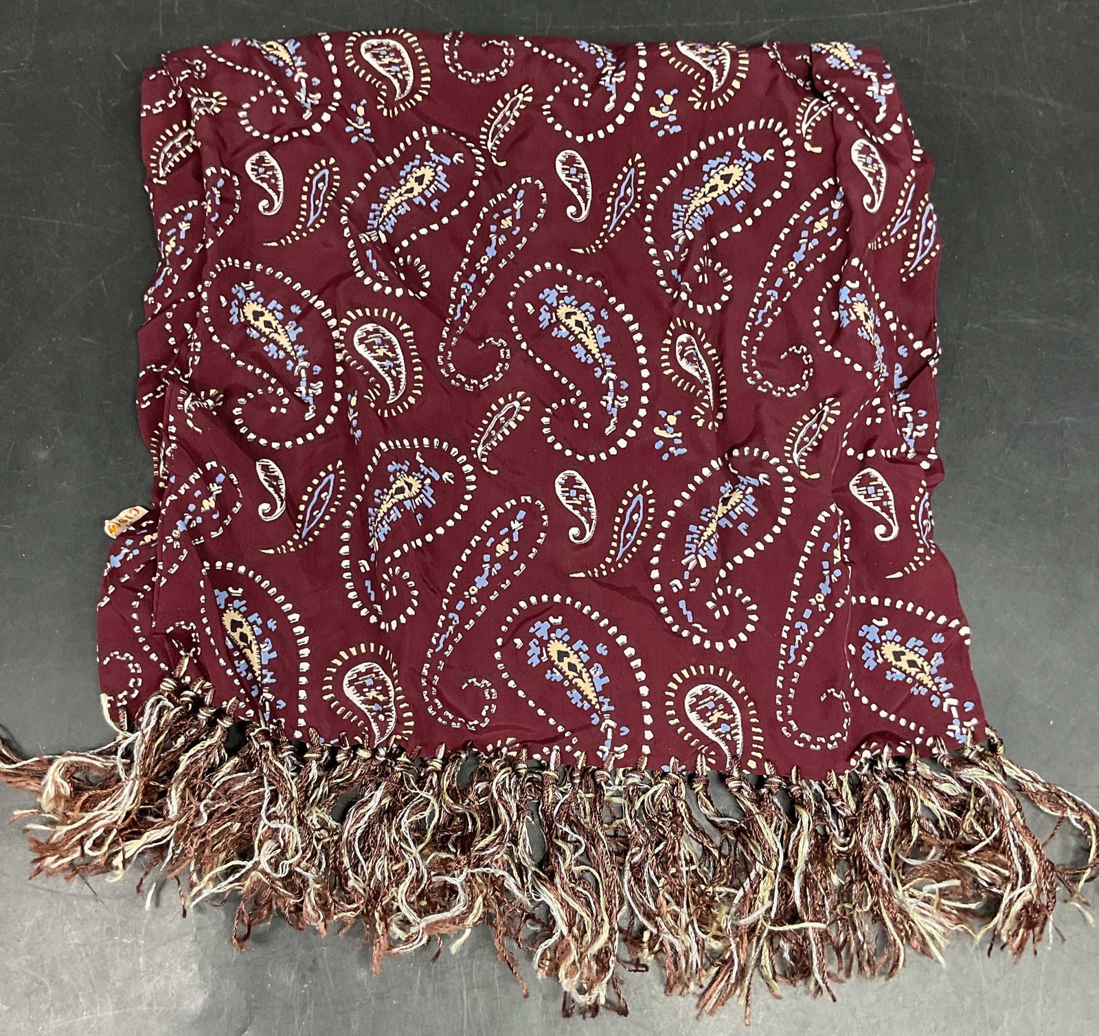 Vintage Cisco Burgundy Paisley Print Scarf (1 of 6)