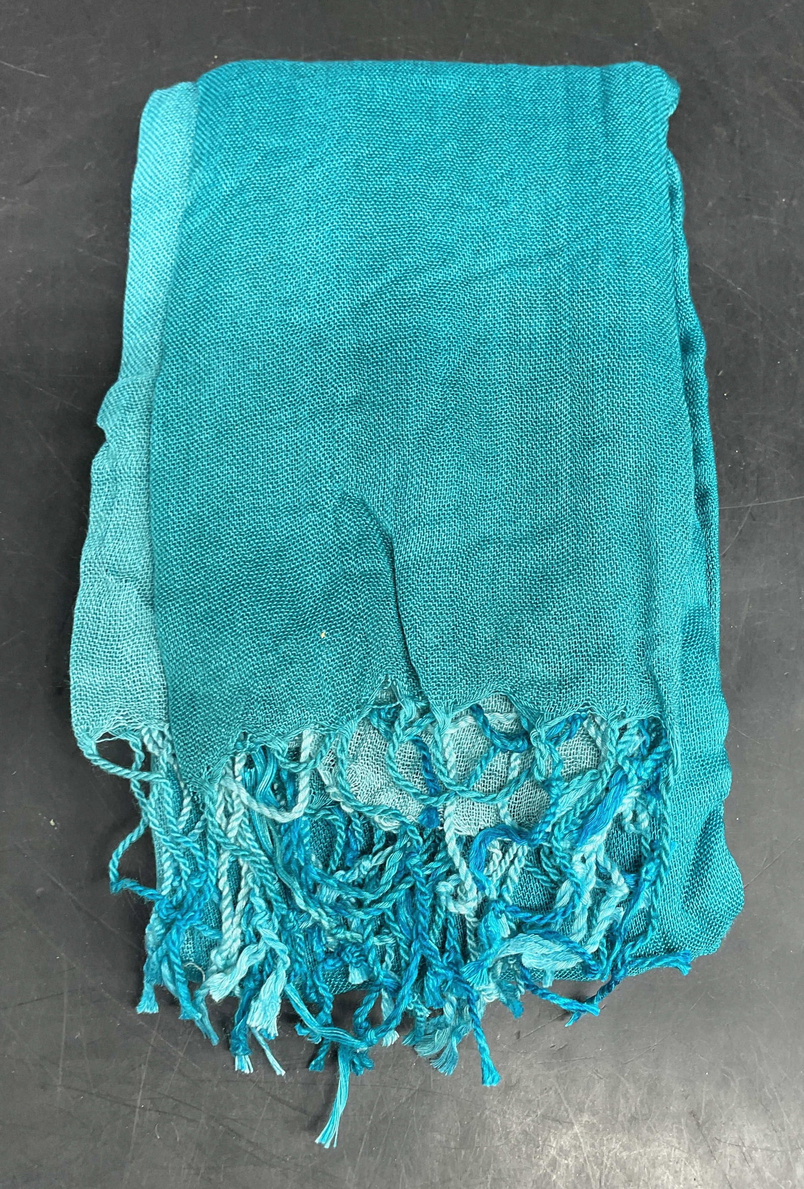 Bloomingdales Blue Ombre Fringe Scarf NWOT: Bloomingdales blue ombre fringe scarf. New without tag. 100% viscose. Measures approx. 68 inches long. Bloomingdales scarf, blue scarf, fringe scarf, designer scarf, accessories, fashion accessories,