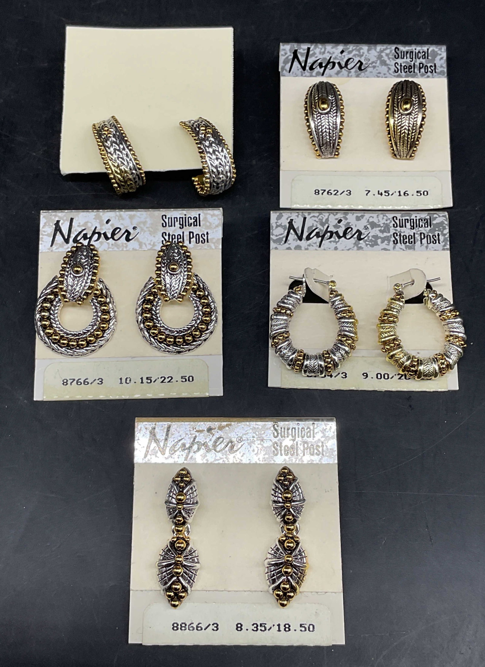 Lot 5 Vintage Napier Silver Tone Earrings NWT (1 of 6)
