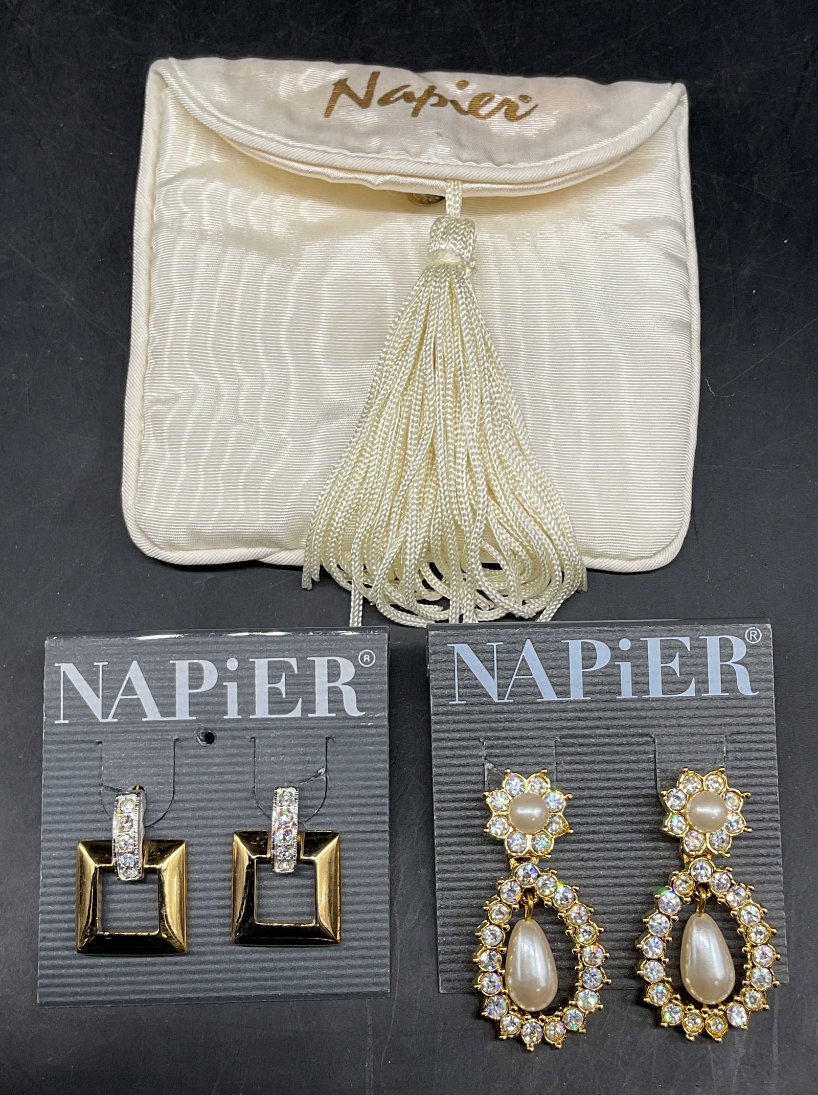 Lot 2 Vintage Napier Gold Tone Earrings NWT (1 of 6)