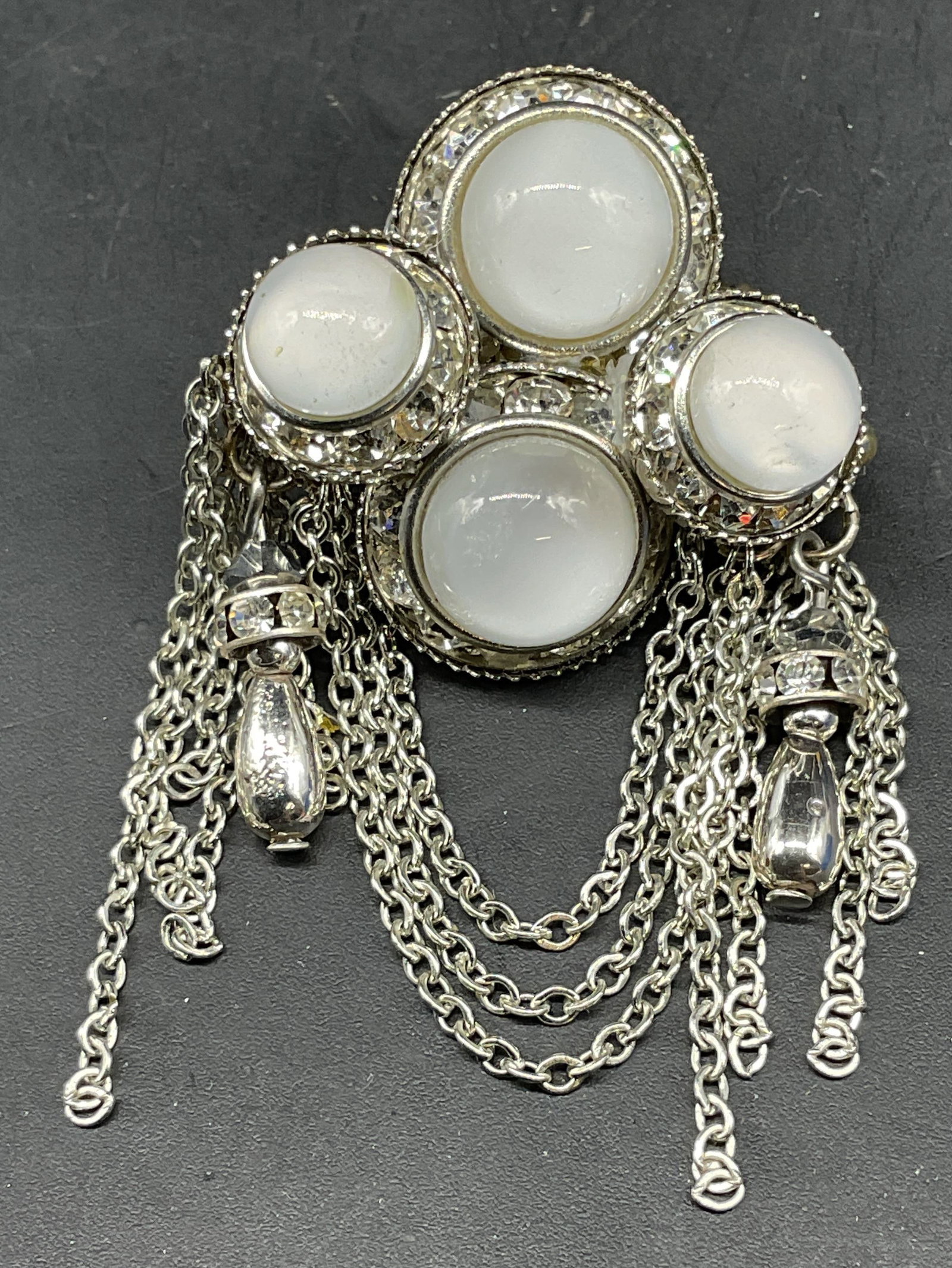 Vtg Nicole Mintzes Silver Tone Lucite Brooch (1 of 6)